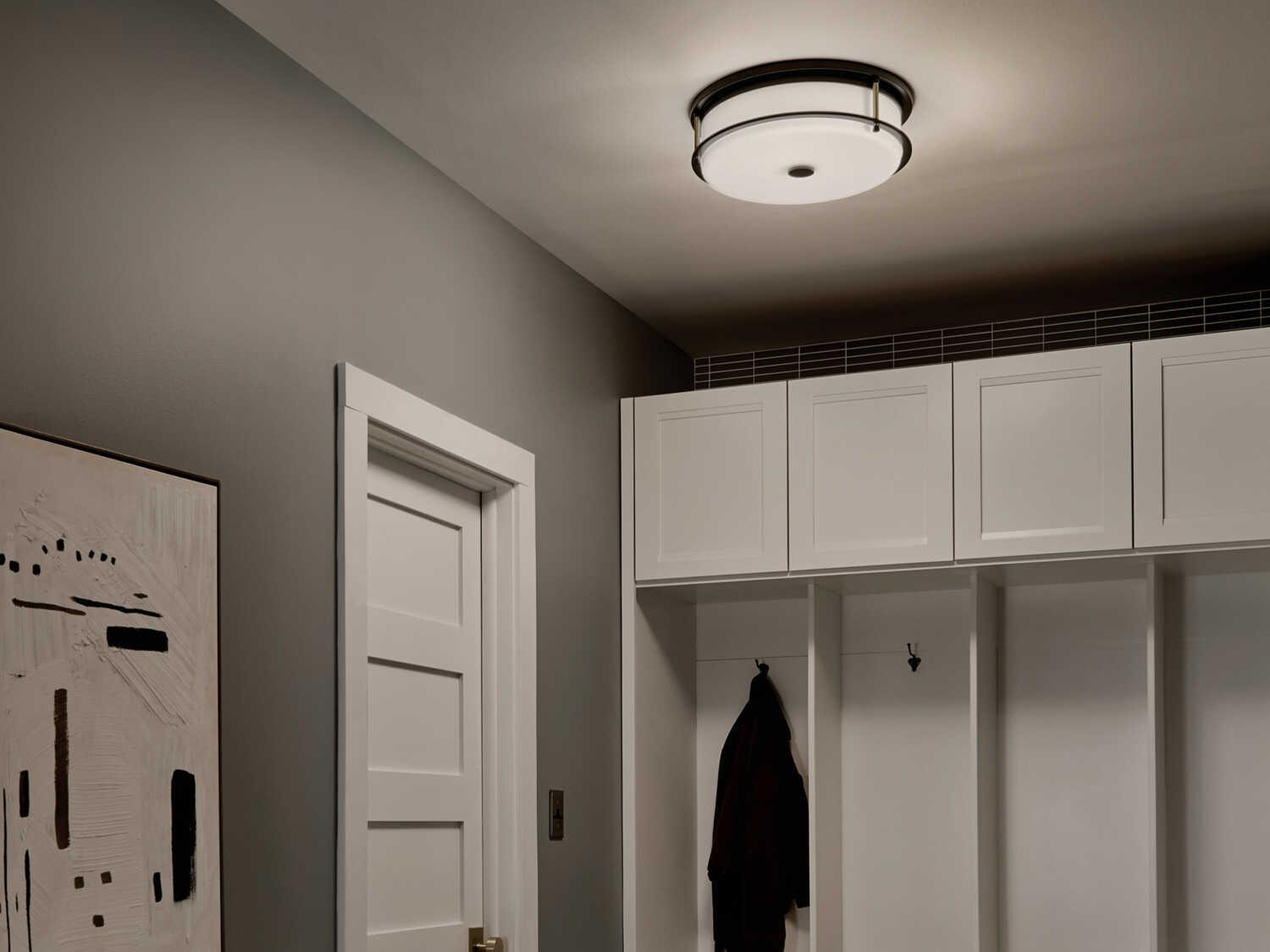 Kichler Brit 4-Light Black Glass Drum Flush Mount