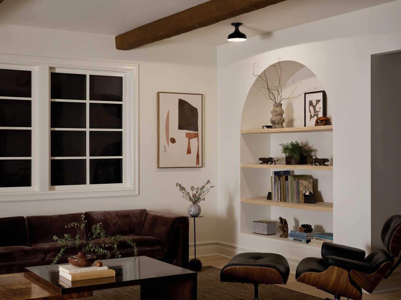 Kichler Sisu 1-Light Black Dome Flush Mount