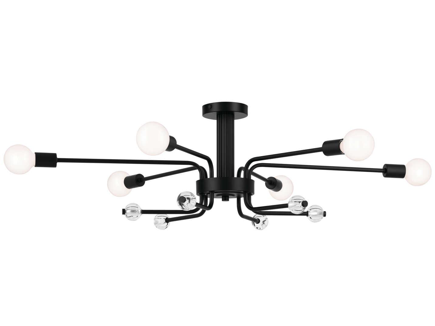 Kichler Ocala 6-Light Black Crystal Semi Flush Mount