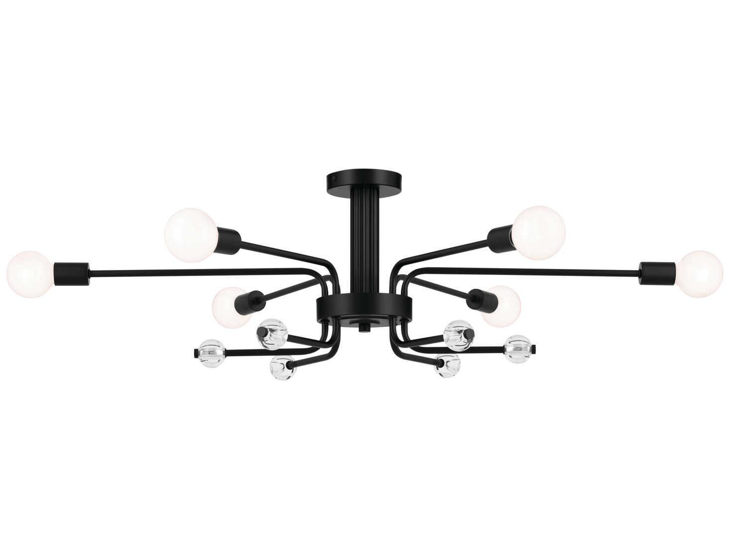 Kichler Ocala 6-Light Black Crystal Semi Flush Mount