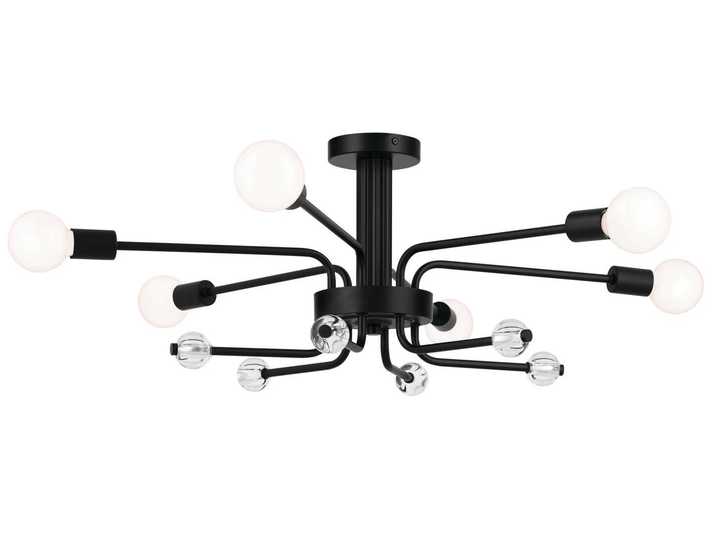 Kichler Ocala 6-Light Black Crystal Semi Flush Mount