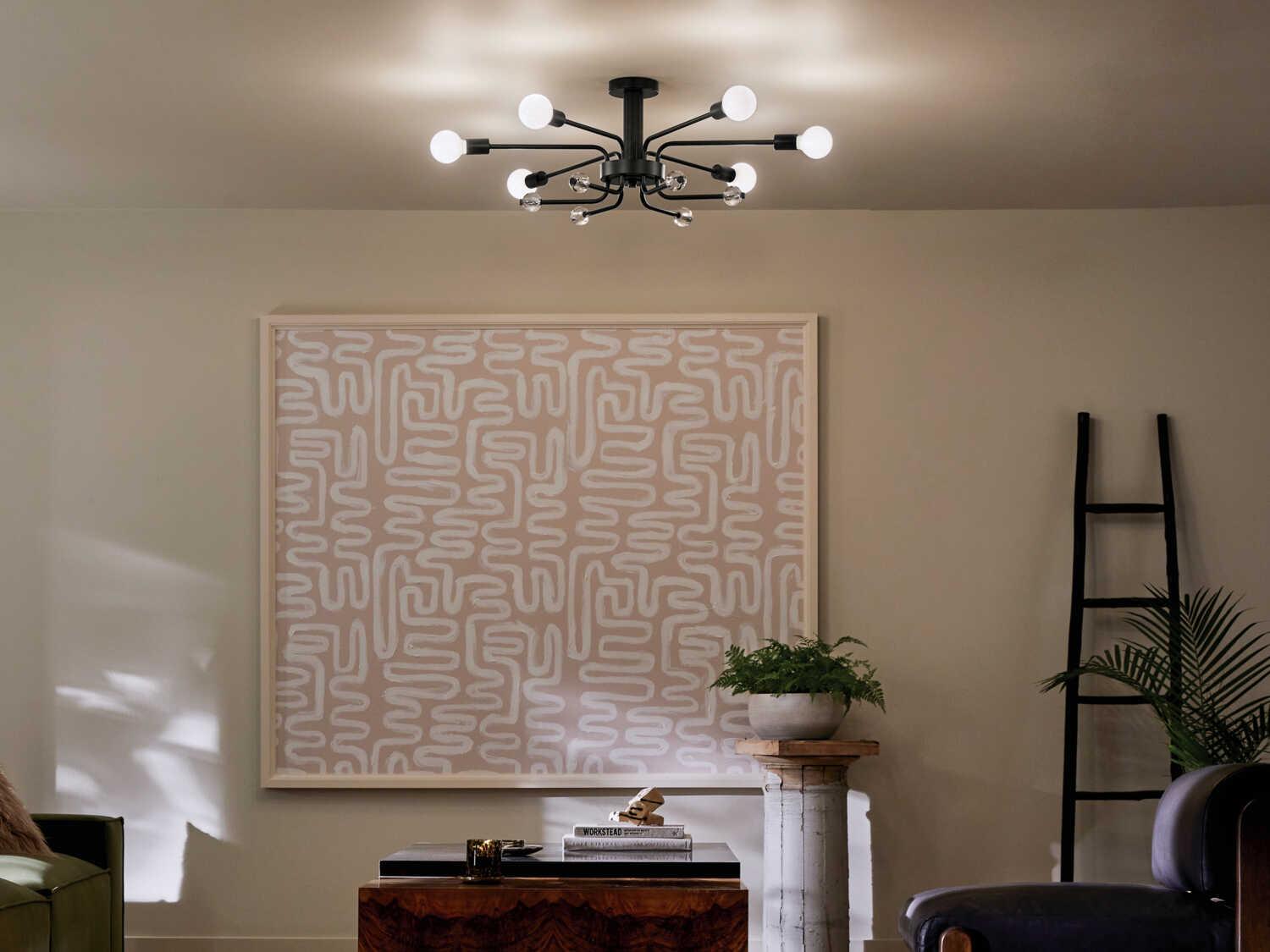 Kichler Ocala 6-Light Black Crystal Semi Flush Mount