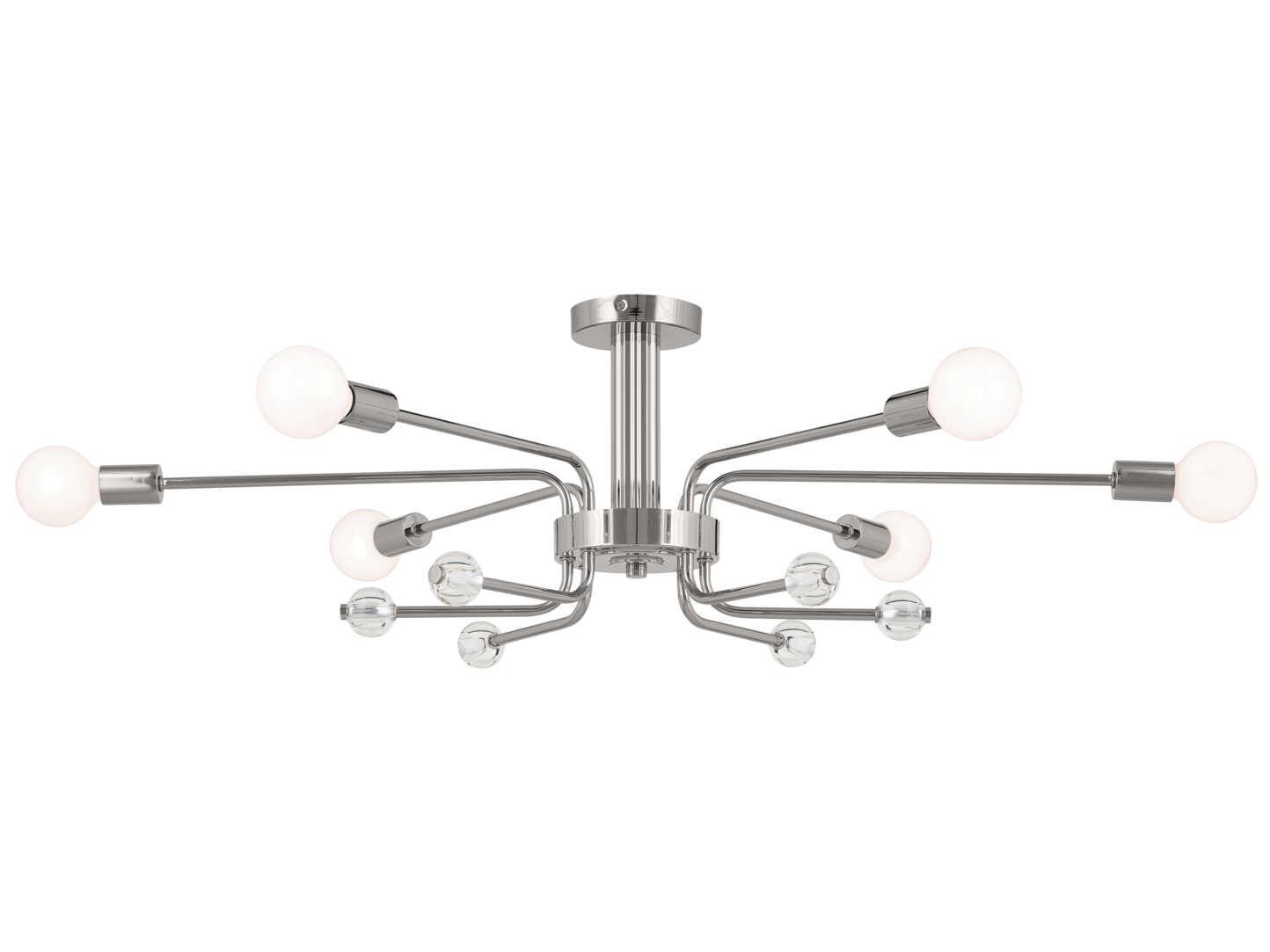 Kichler Ocala 6-Light Polished Nickel Crystal Semi Flush Mount