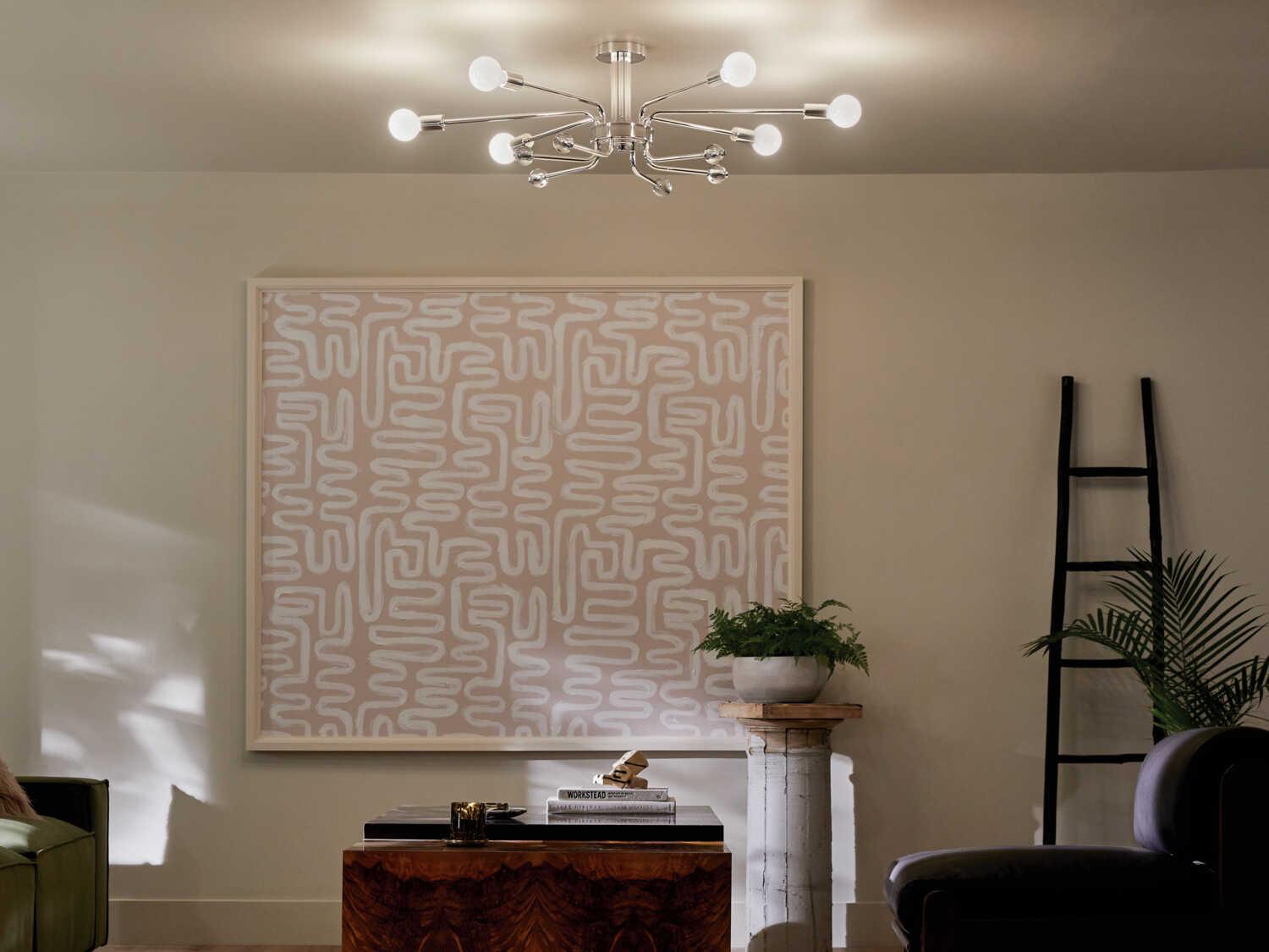 Kichler Ocala 6-Light Polished Nickel Crystal Semi Flush Mount