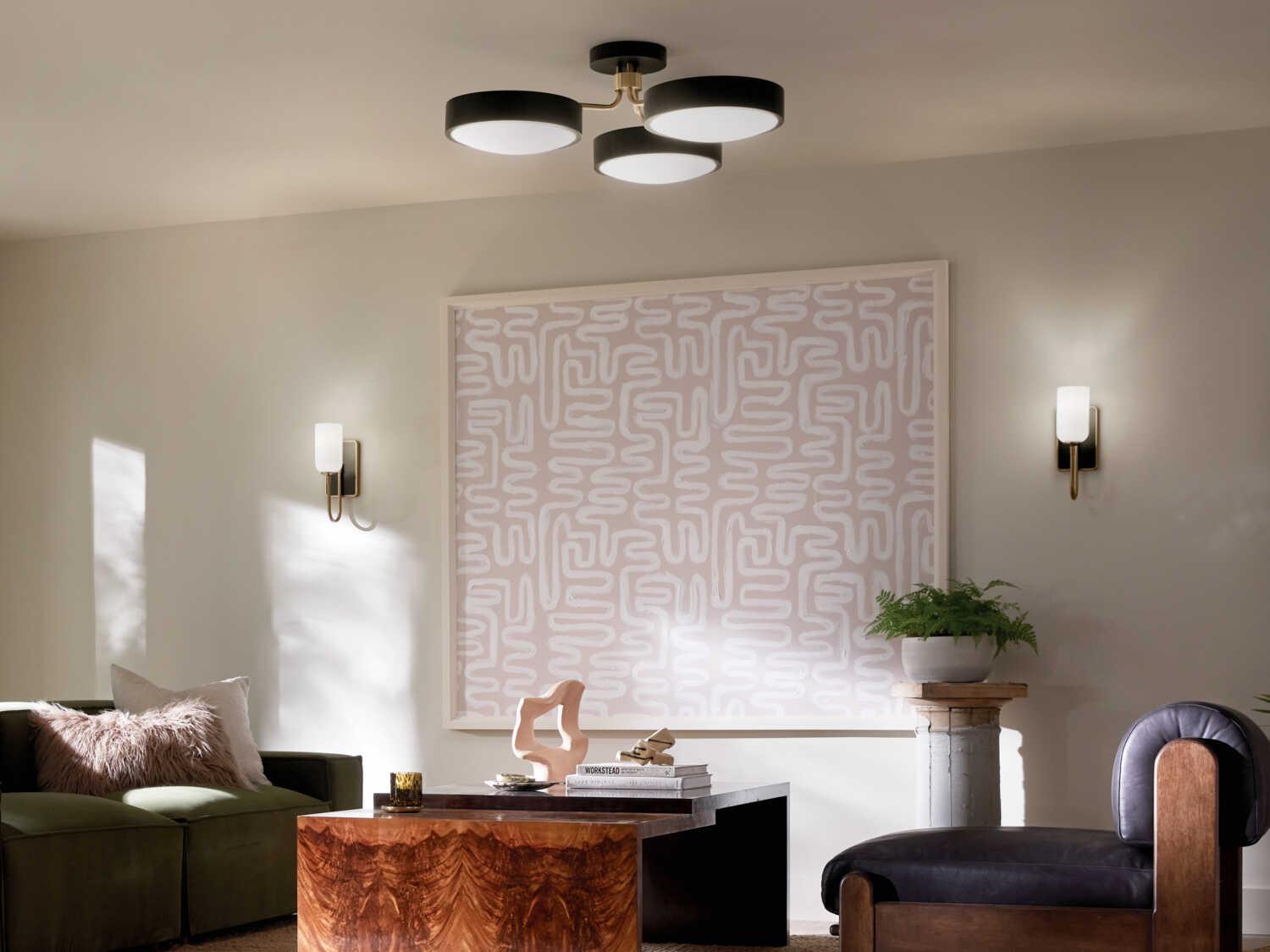 Kichler Sago 3-Light Black LED Semi Flush Mount