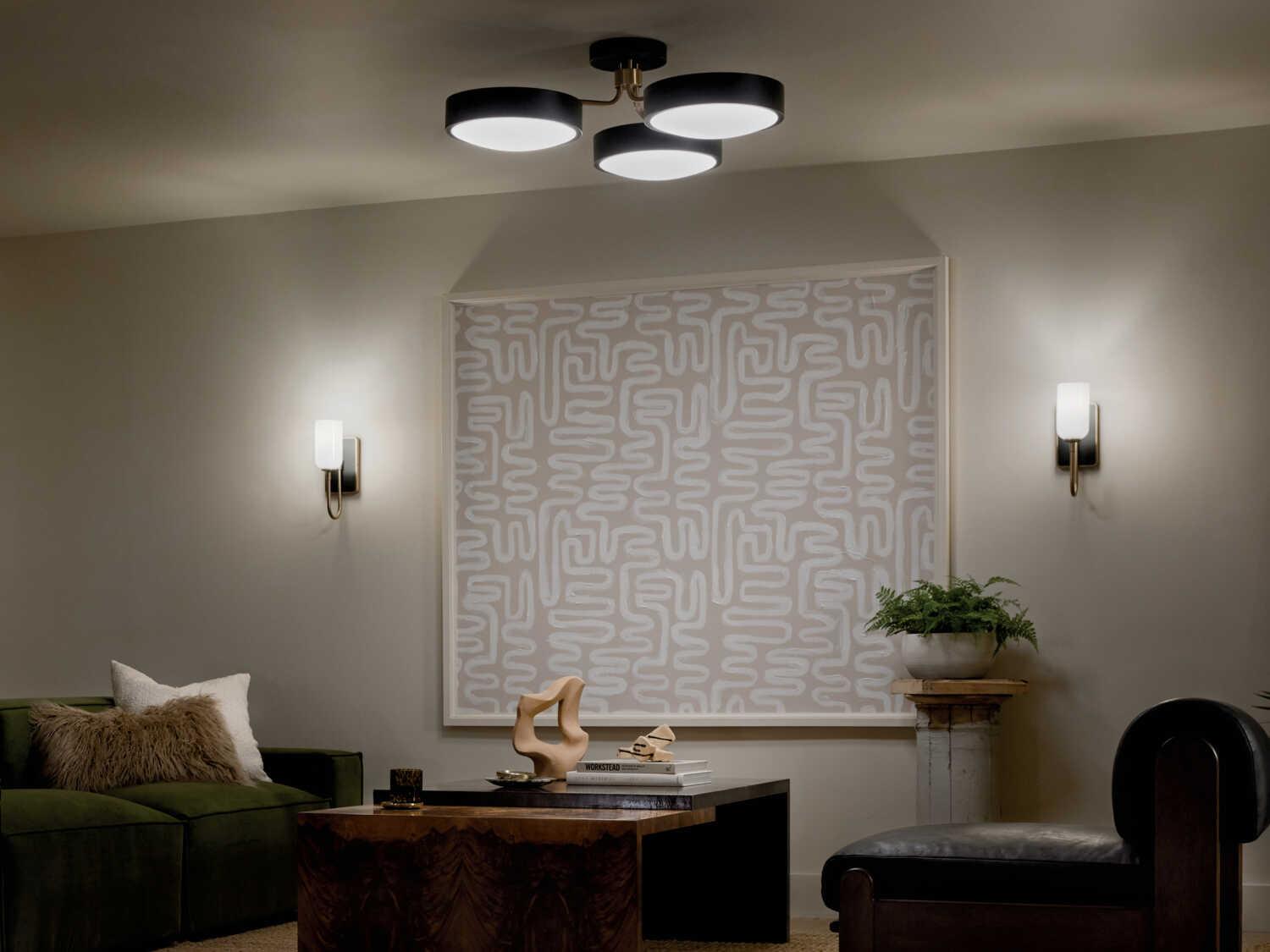 Kichler Sago 3-Light Black LED Semi Flush Mount