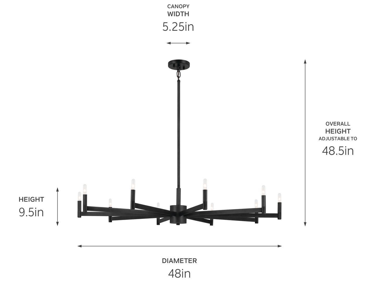 Kichler Erzo 10-Light Black Candelabra Linear Chandelier