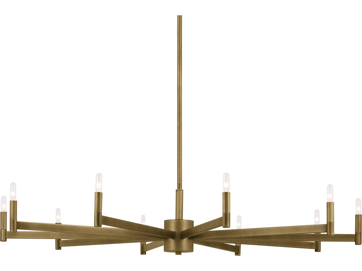 Kichler Erzo 10-Light Natural Brass Candelabra Linear Chandelier