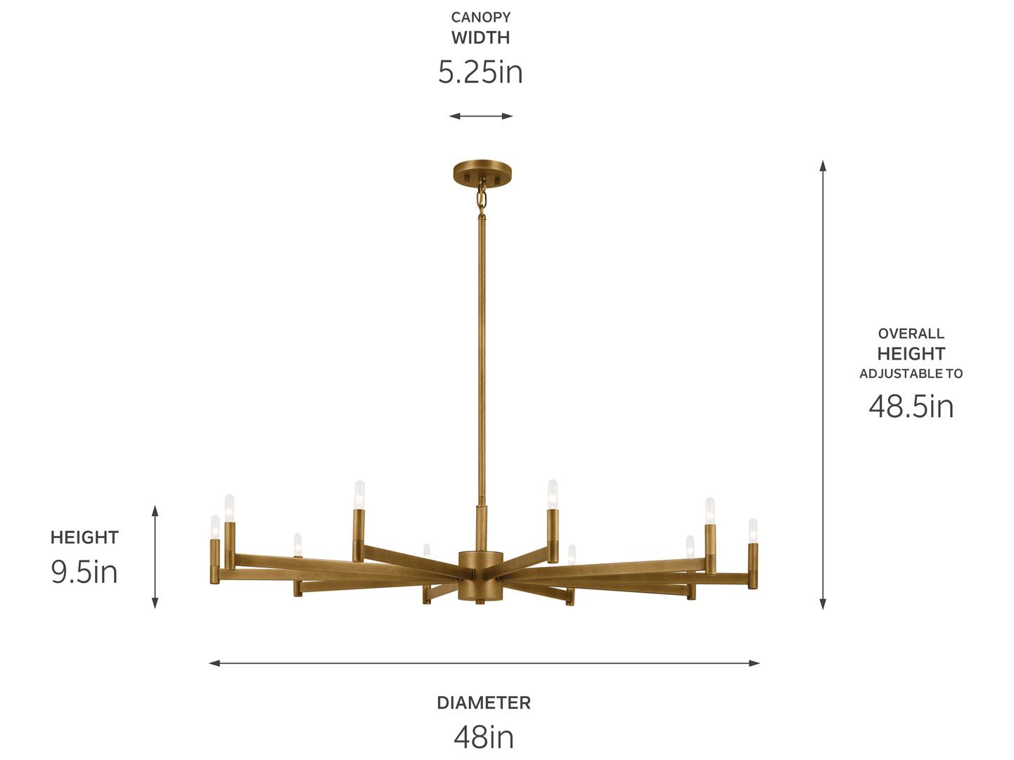Kichler Erzo 10-Light Natural Brass Candelabra Linear Chandelier