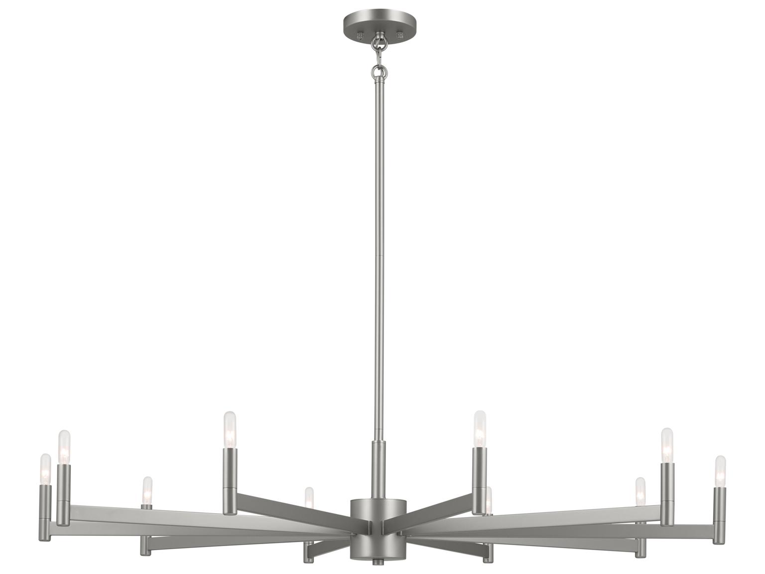 Kichler Erzo 10-Light Satin Nickel Candelabra Linear Chandelier