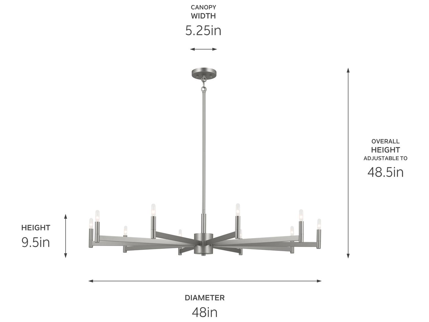 Kichler Erzo 10-Light Satin Nickel Candelabra Linear Chandelier