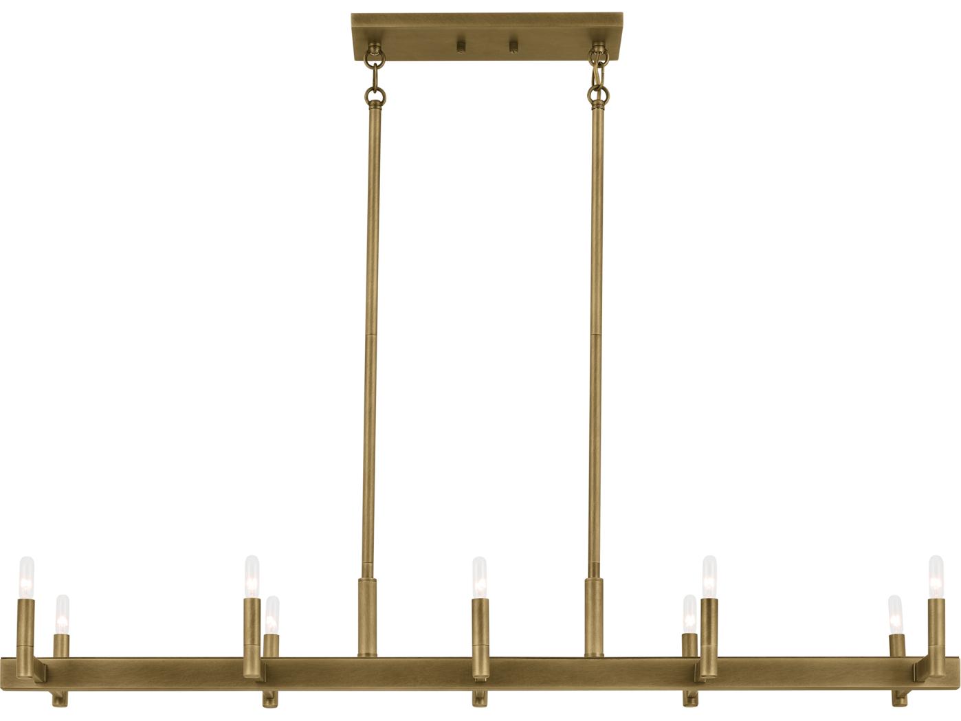 Kichler Erzo 10-Light Natural Brass Linear Island Pendant