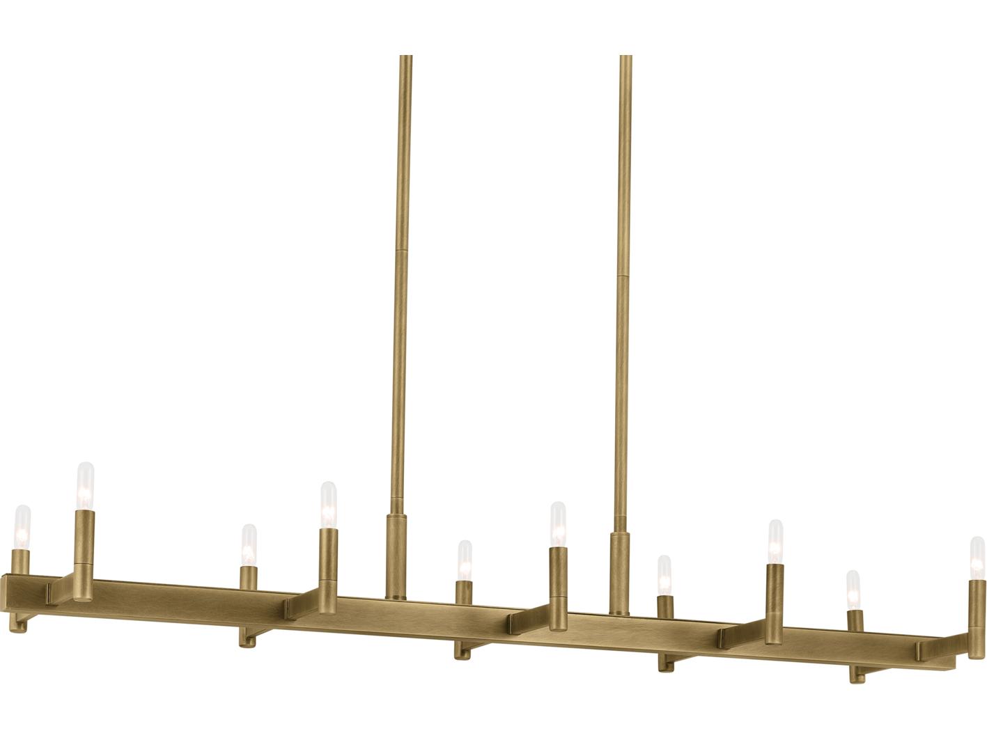 Kichler Erzo 10-Light Natural Brass Linear Island Pendant