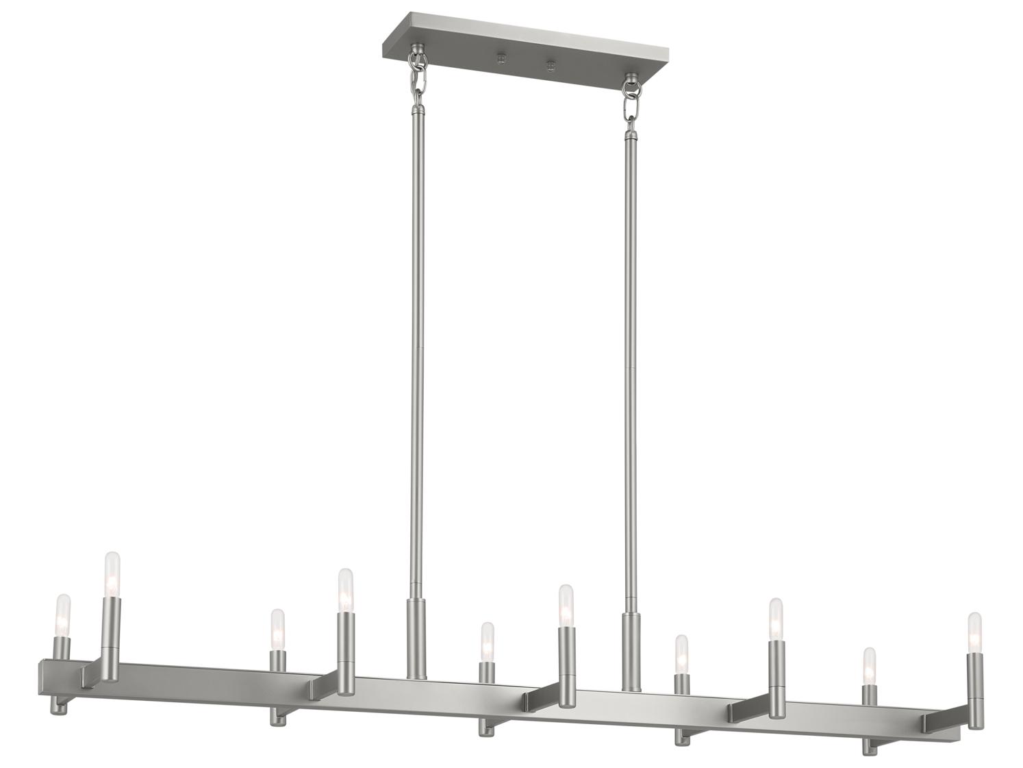 Kichler Erzo 10-Light Satin Nickel Linear Island Pendant