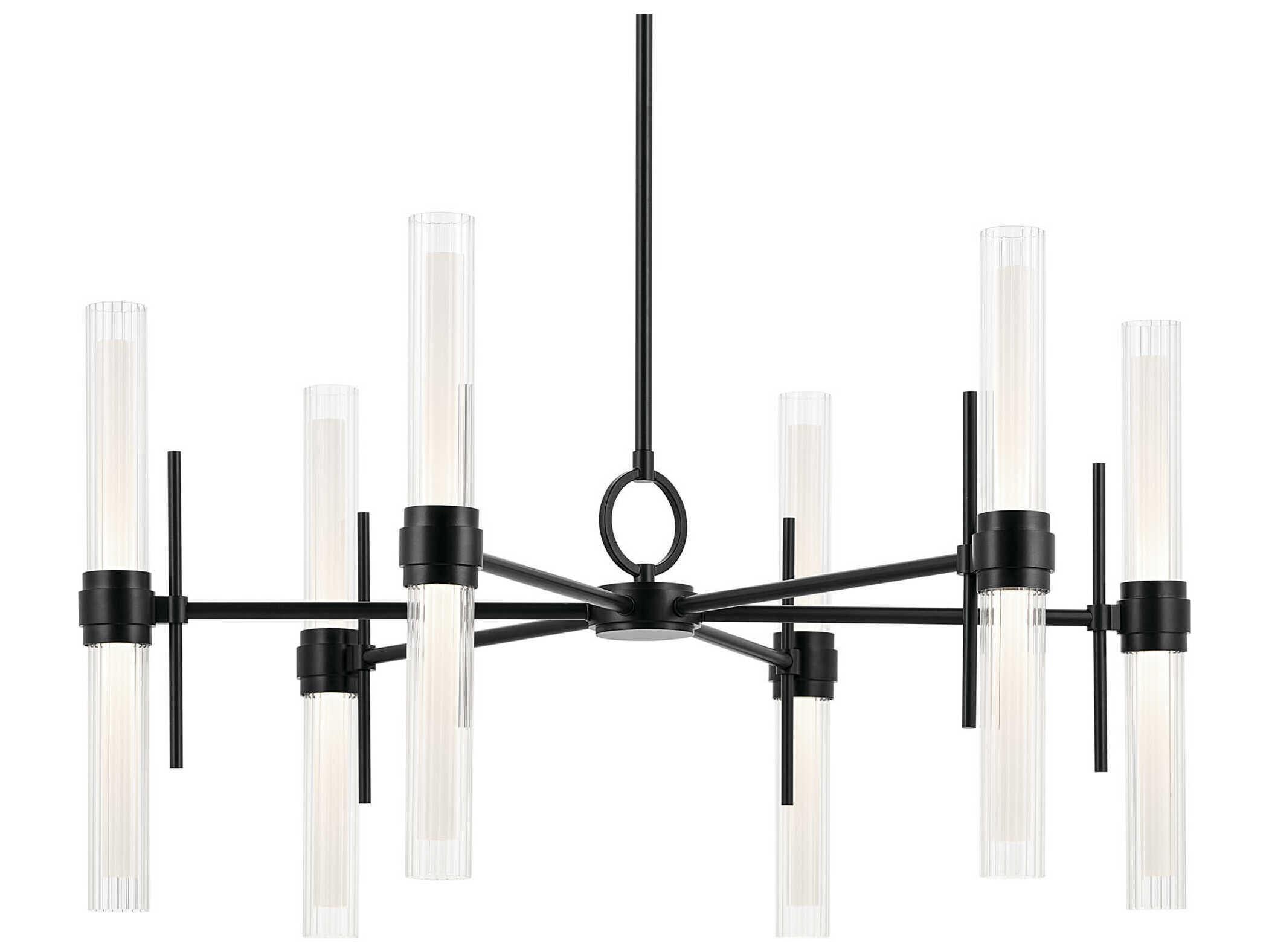 Kichler Riven 12-Light Black Cylinder Chandelier