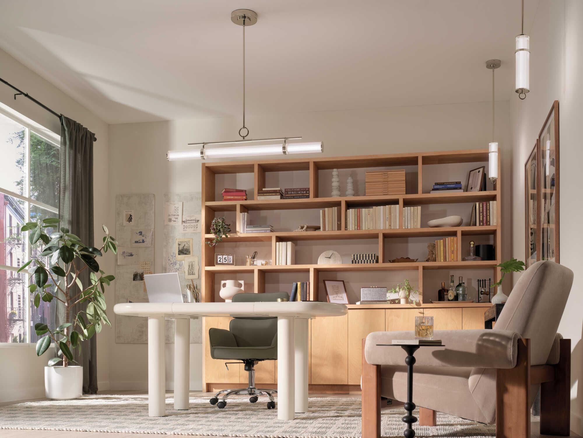 Kichler Riven 1-Light Polished Nickel Linear Island Pendant