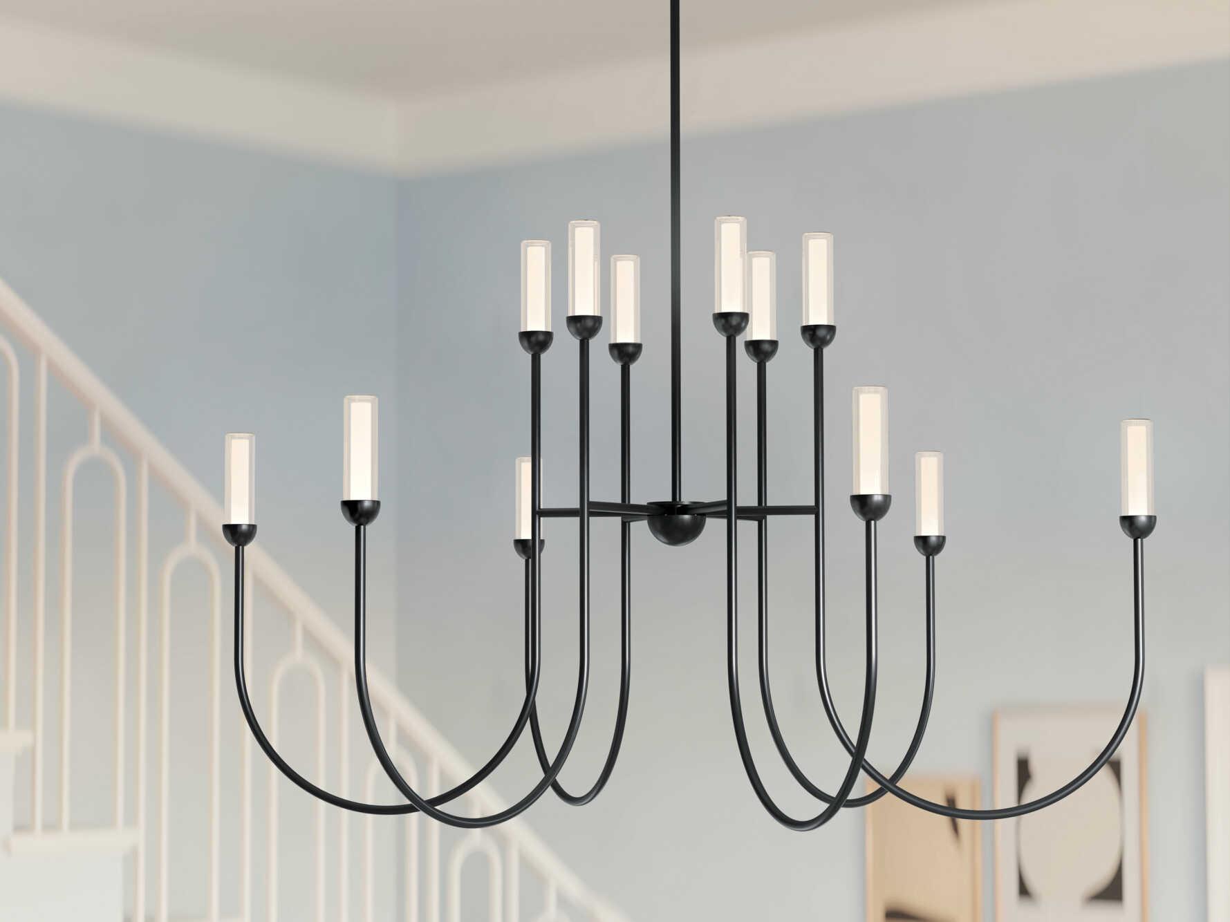 Kichler Moraine 12-Light Black Cylinder Chandelier