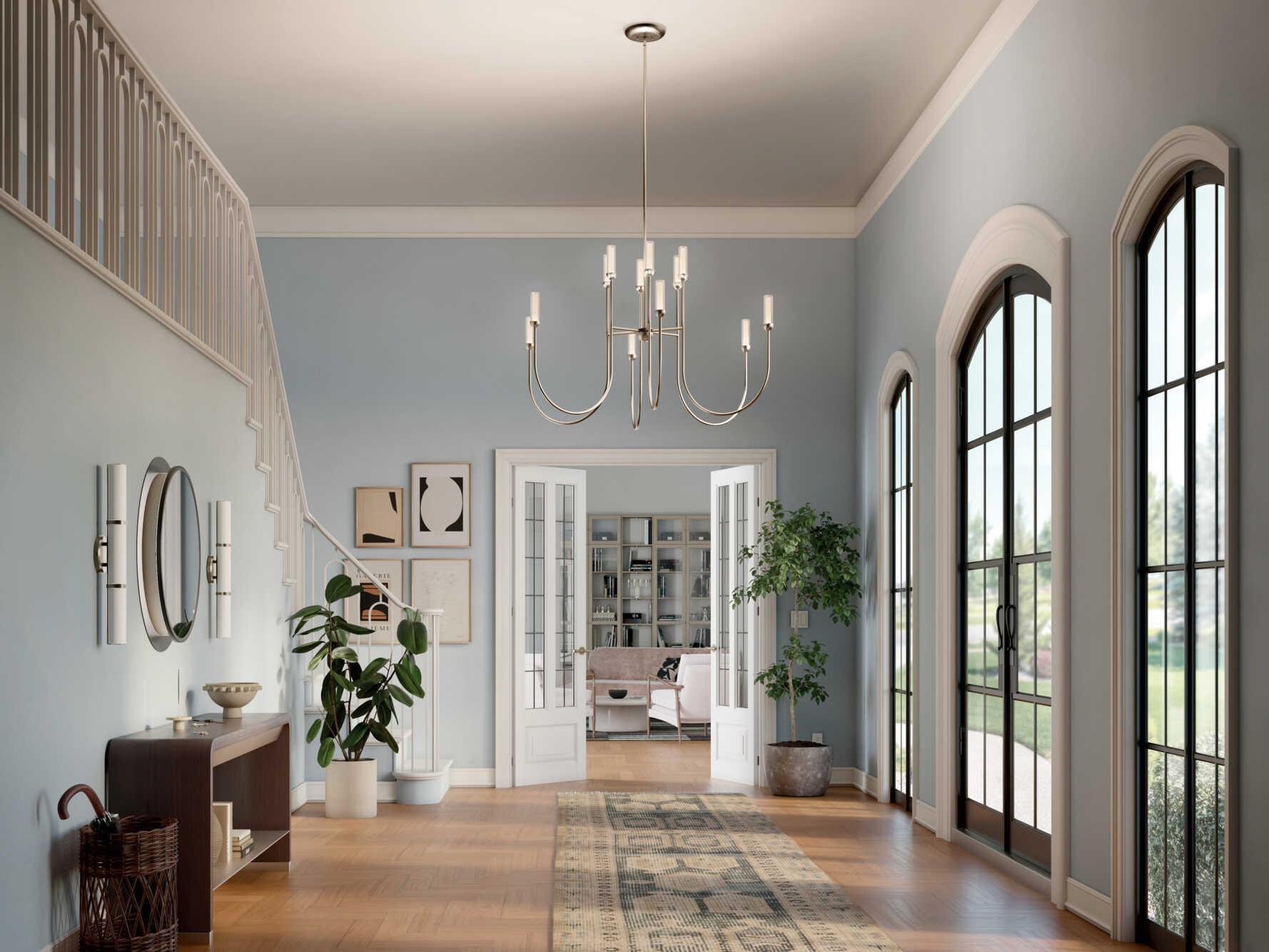 Kichler Moraine 12-Light Polished Nickel Cylinder Chandelier