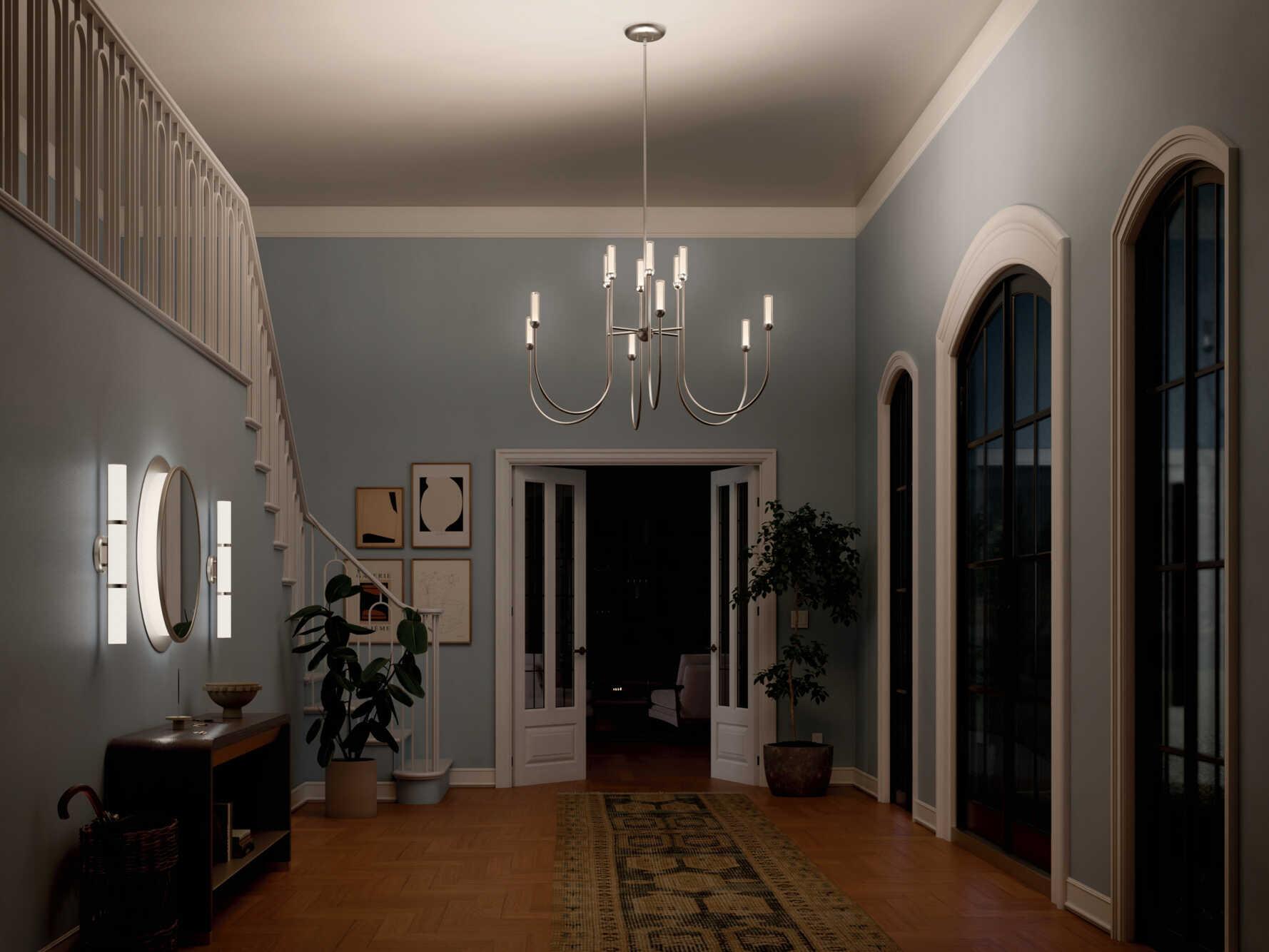 Kichler Moraine 12-Light Polished Nickel Cylinder Chandelier