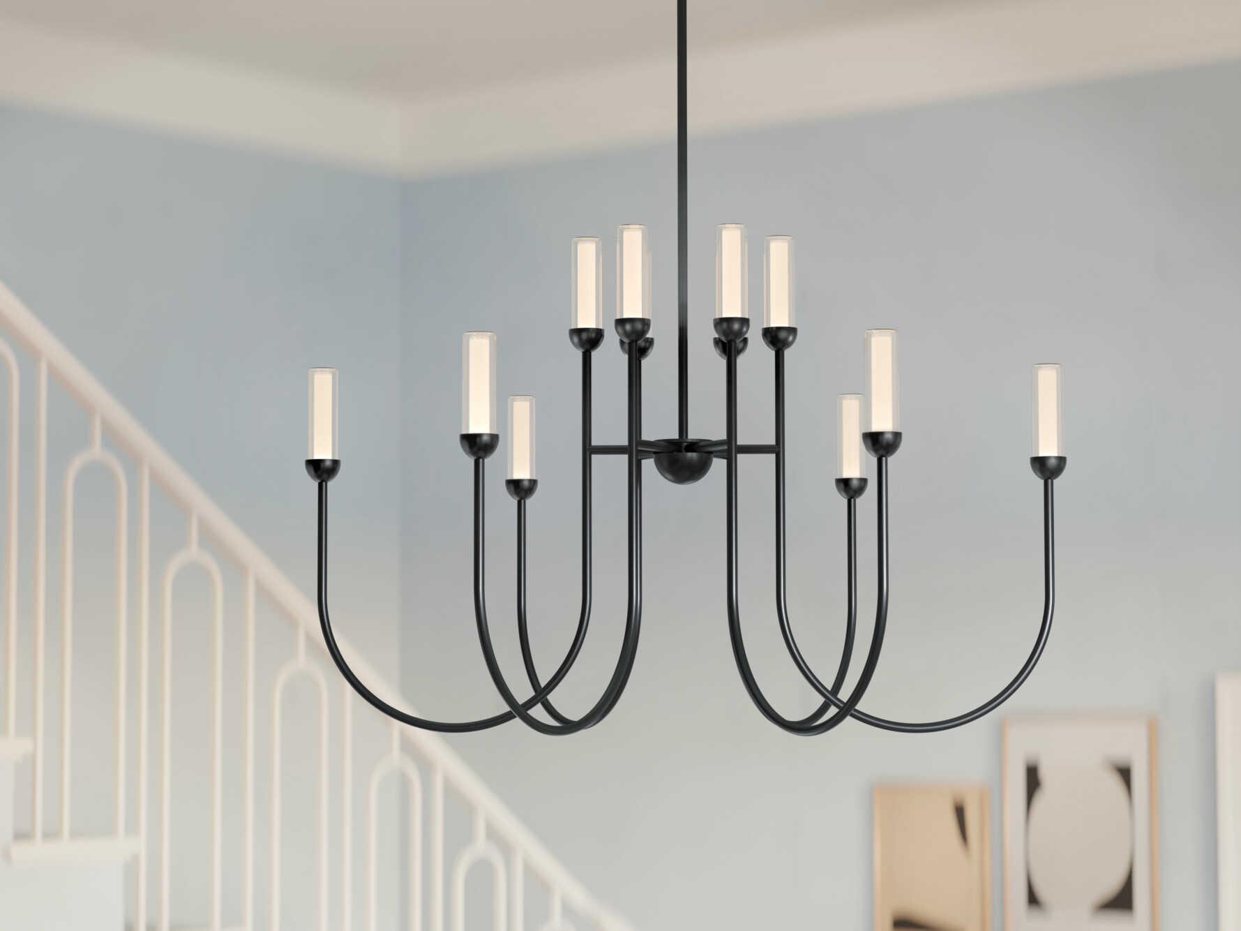 Kichler Moraine 12-Light Black Cylinder Chandelier