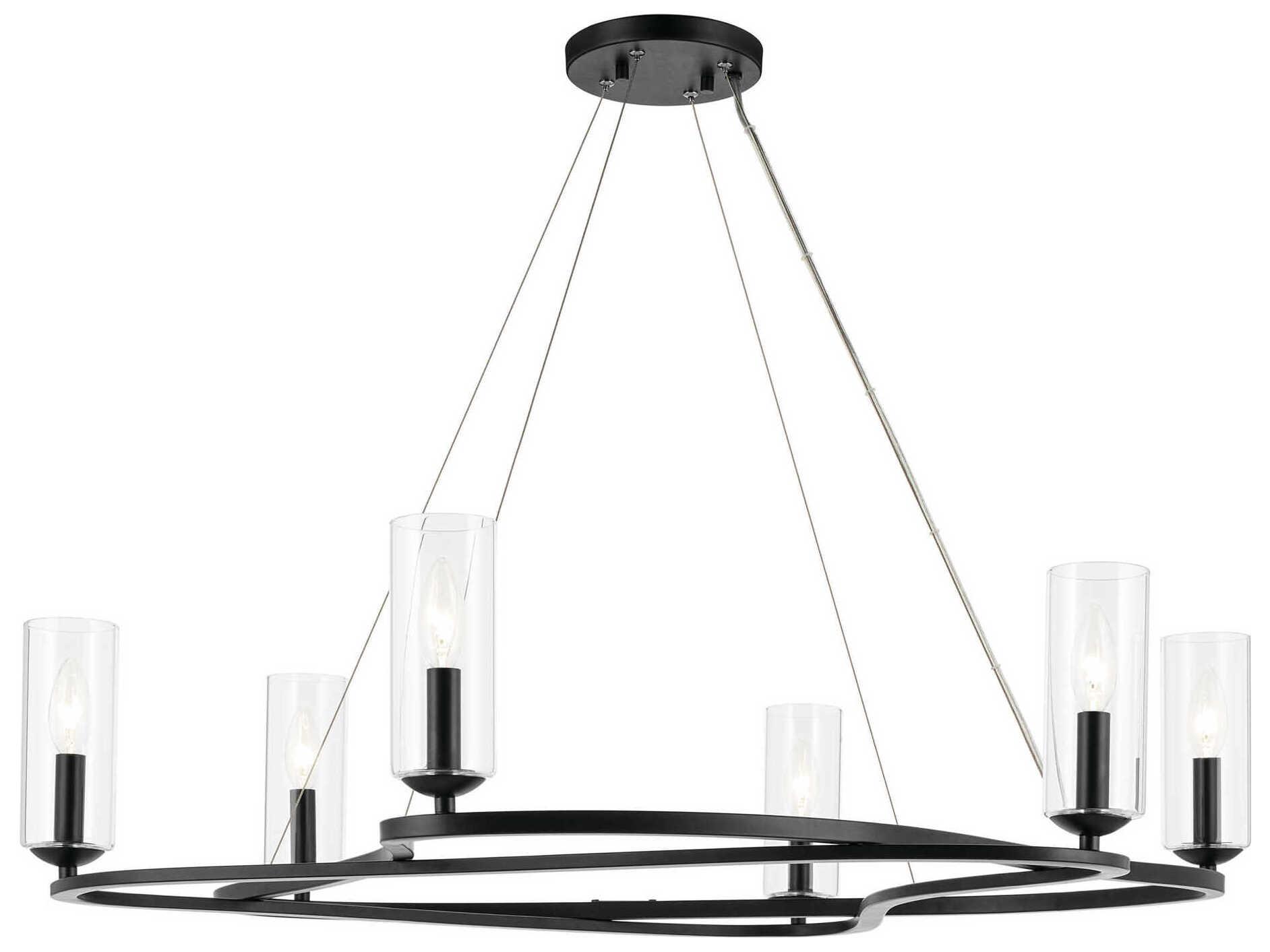 Kichler Harpin 6-Light Black Candelabra Cylinder Chandelier