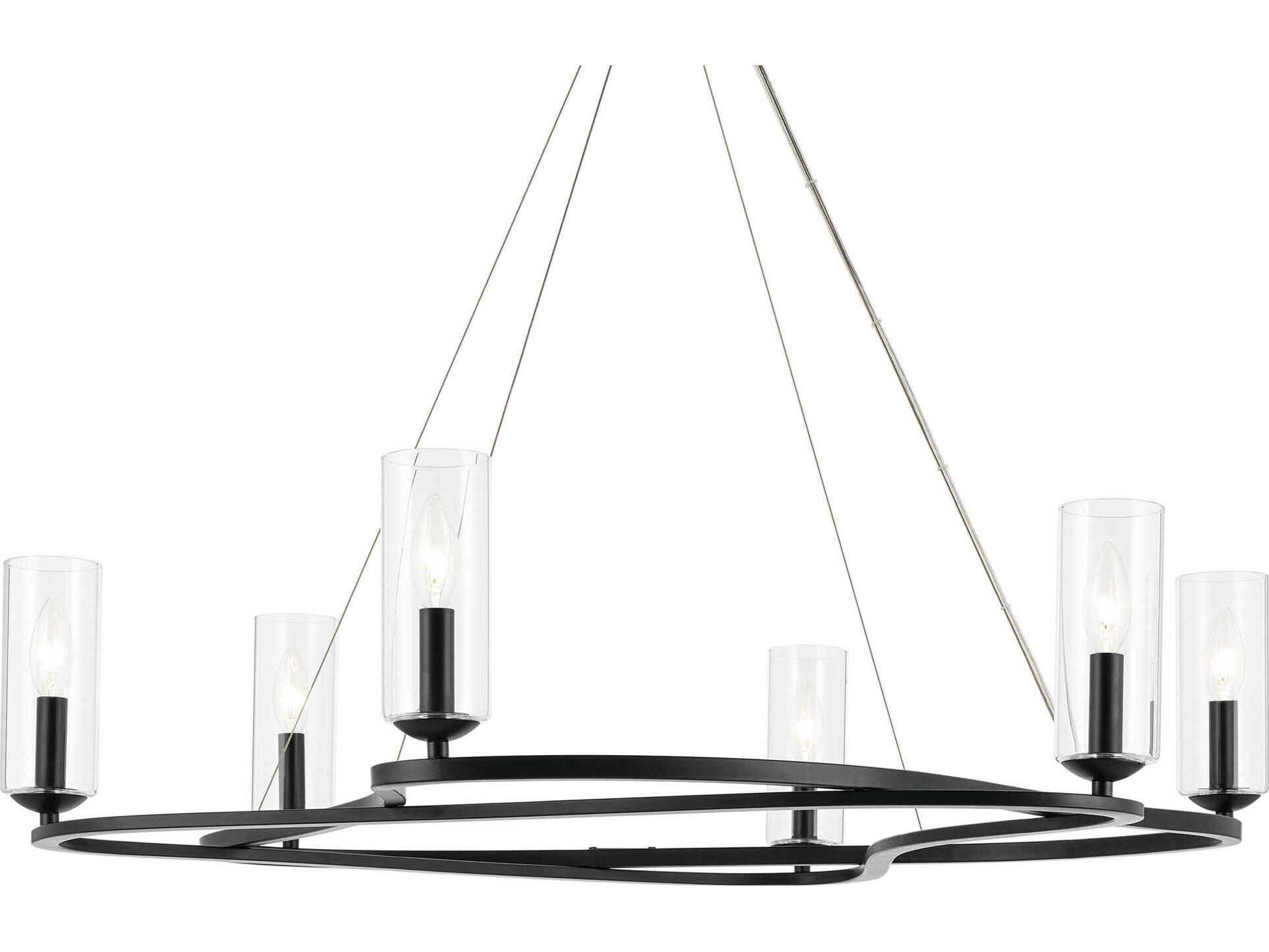 Kichler Harpin 6-Light Black Candelabra Cylinder Chandelier