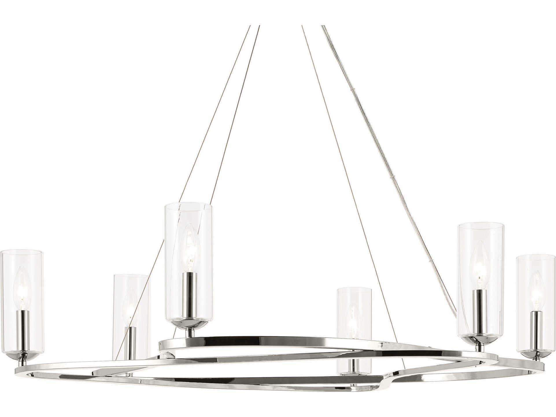 Kichler Harpin 6-Light Polished Nickel Candelabra Cylinder Chandelier