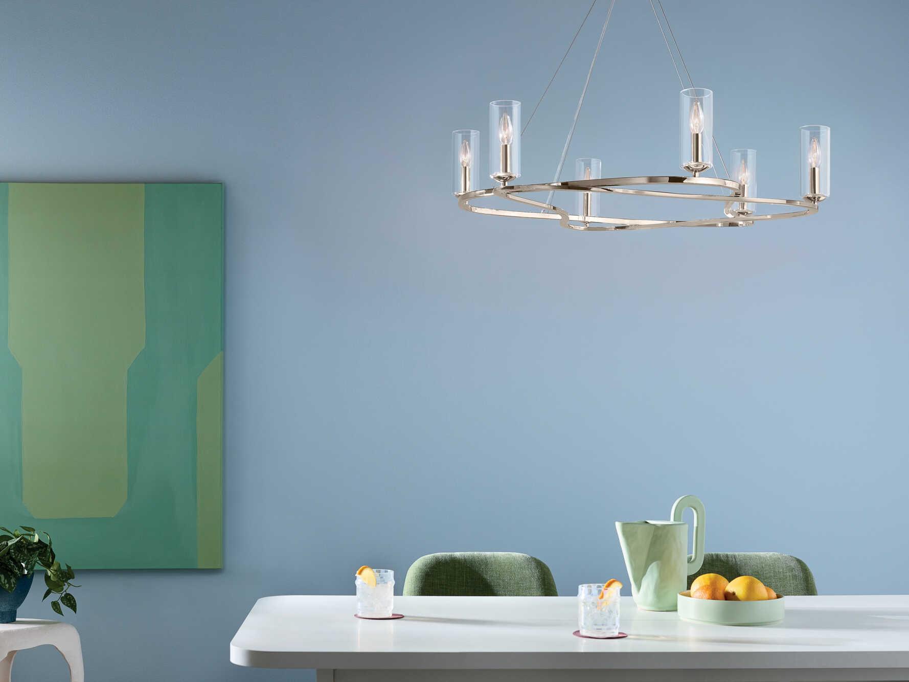 Kichler Harpin 6-Light Polished Nickel Candelabra Cylinder Chandelier