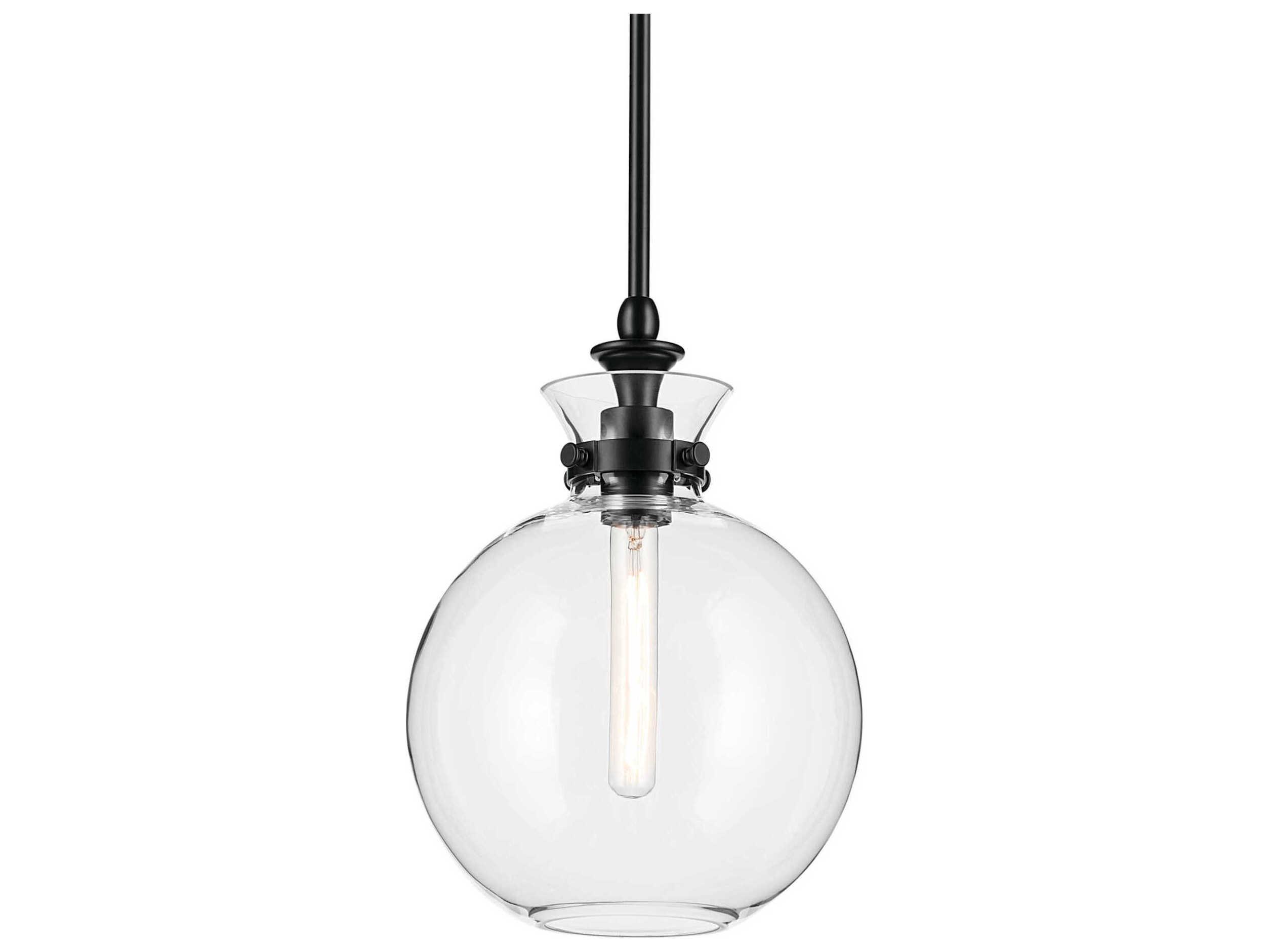 Kichler Laria 1-Light Black Globe Mini Pendant