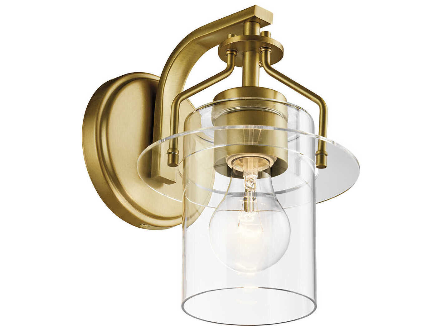 Kichler Everett 1-Light Brushed Brass Glass Wall Sconce