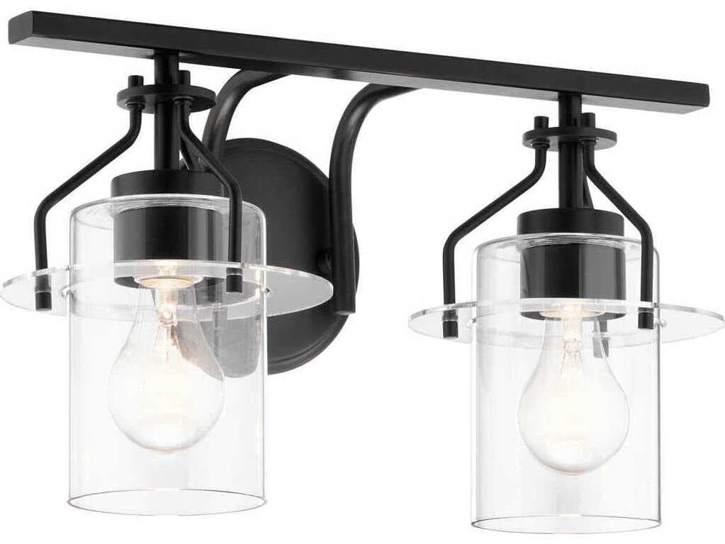 Kichler Everett 2-Light Black Glass Vanity Light
