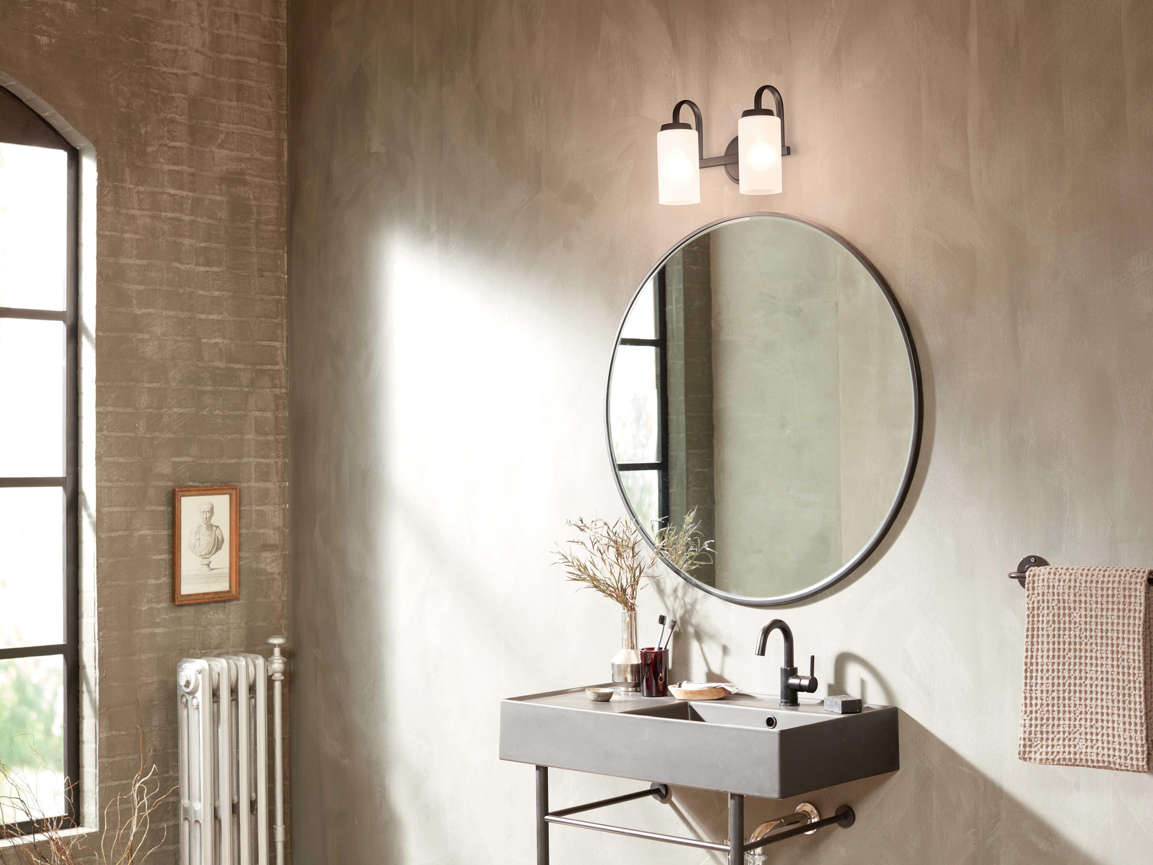 Kichler Kennewick 2-Light Black Glass Vanity Light