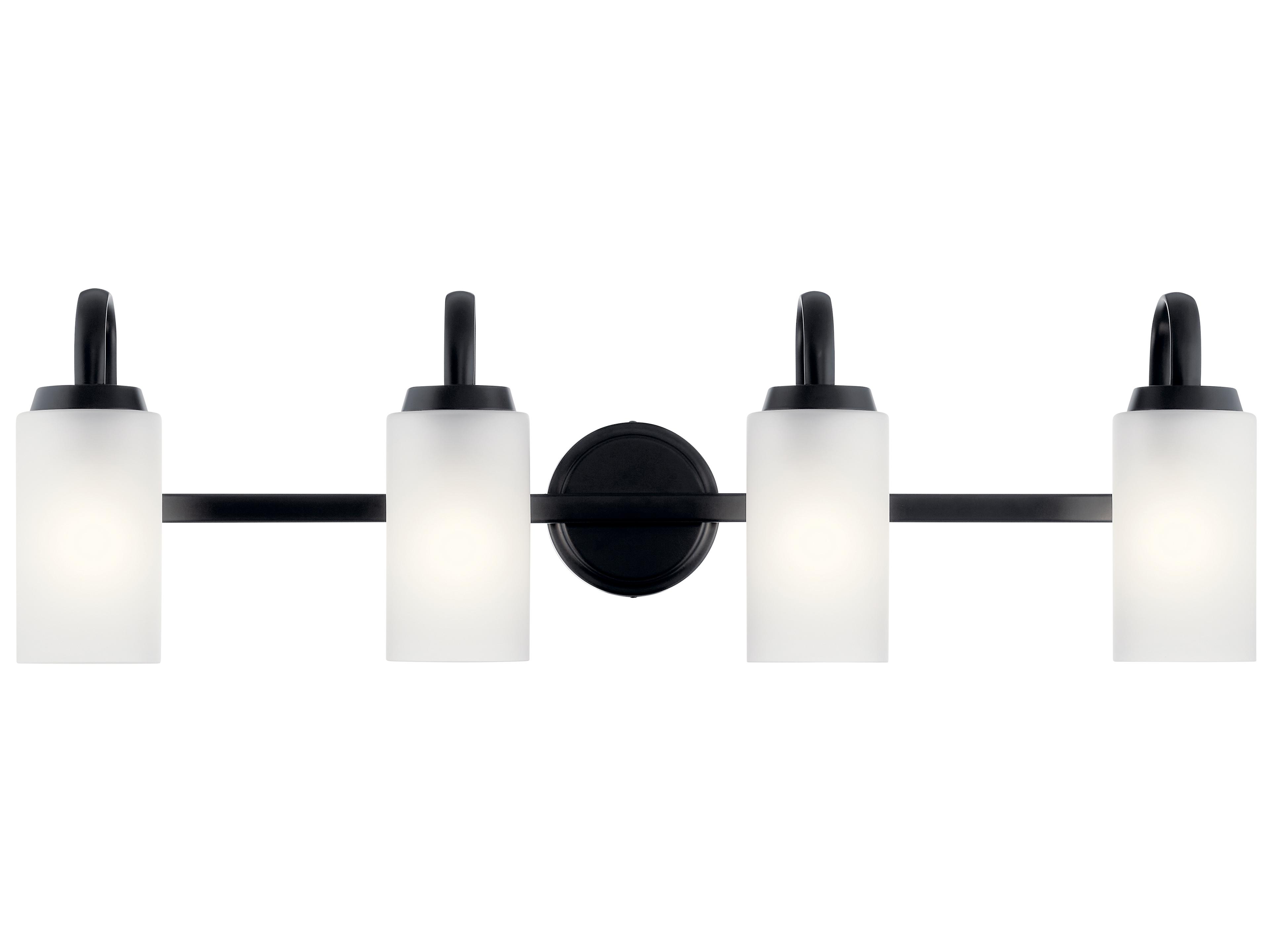 Kichler Kennewick 4-Light Black Glass Vanity Light