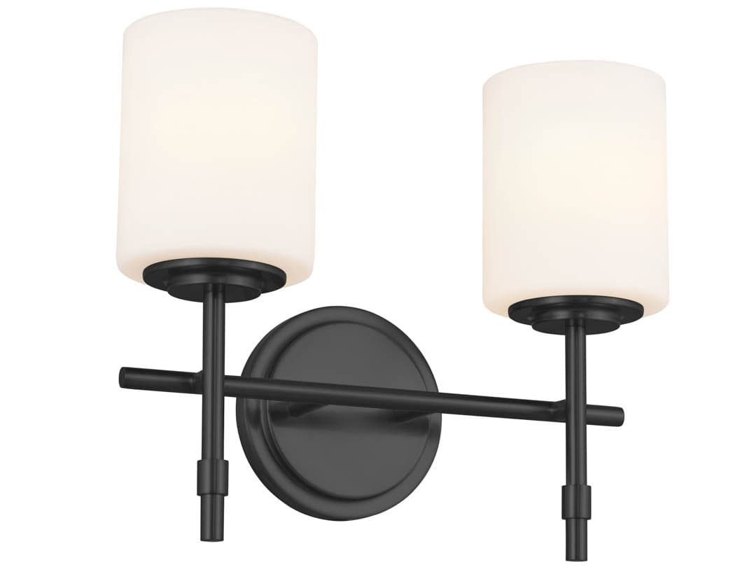 Kichler Ali 2-Light Black Glass Vanity Light