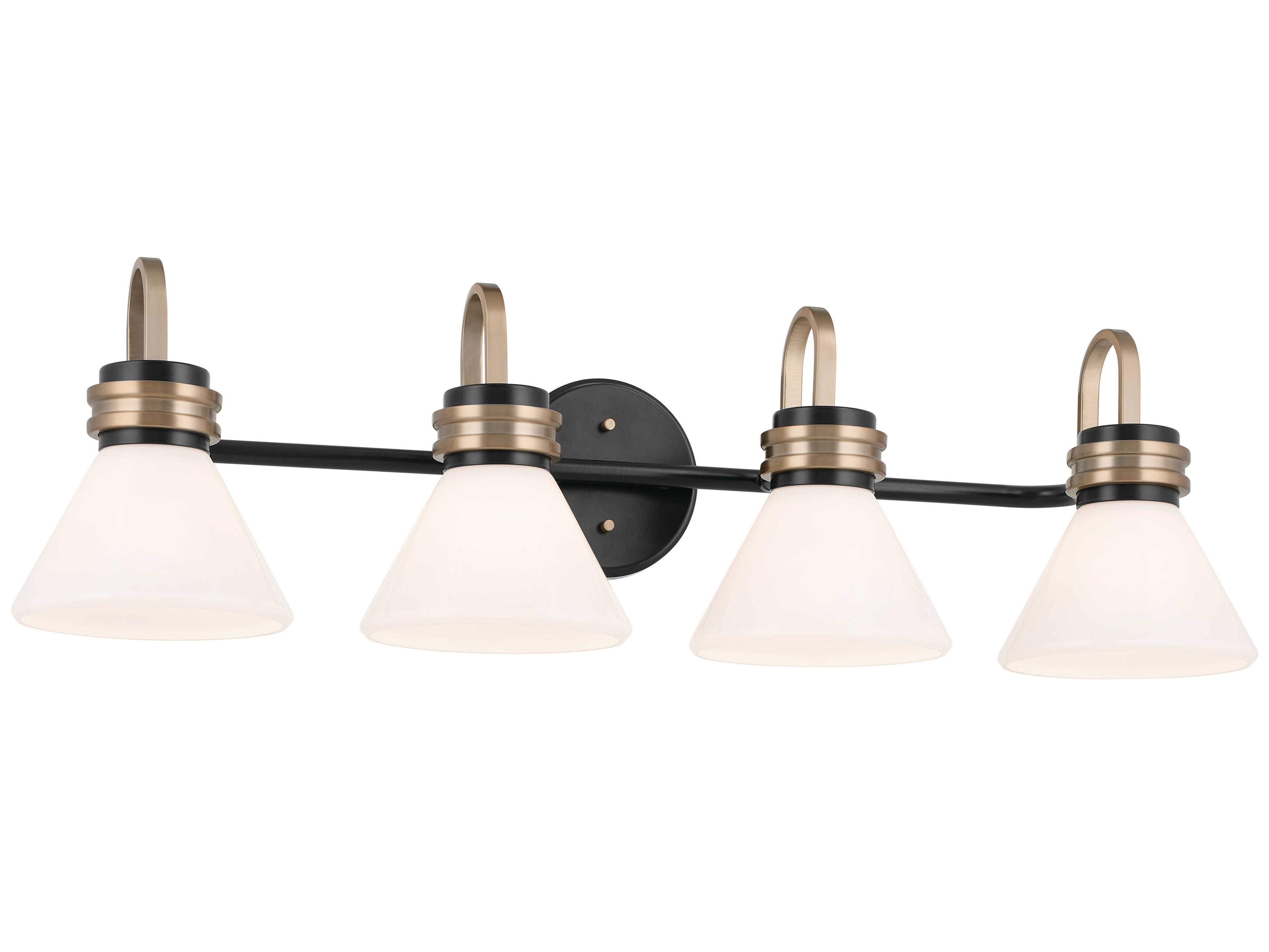 Kichler Farum 4-Light Black Brass Glass Vanity Light