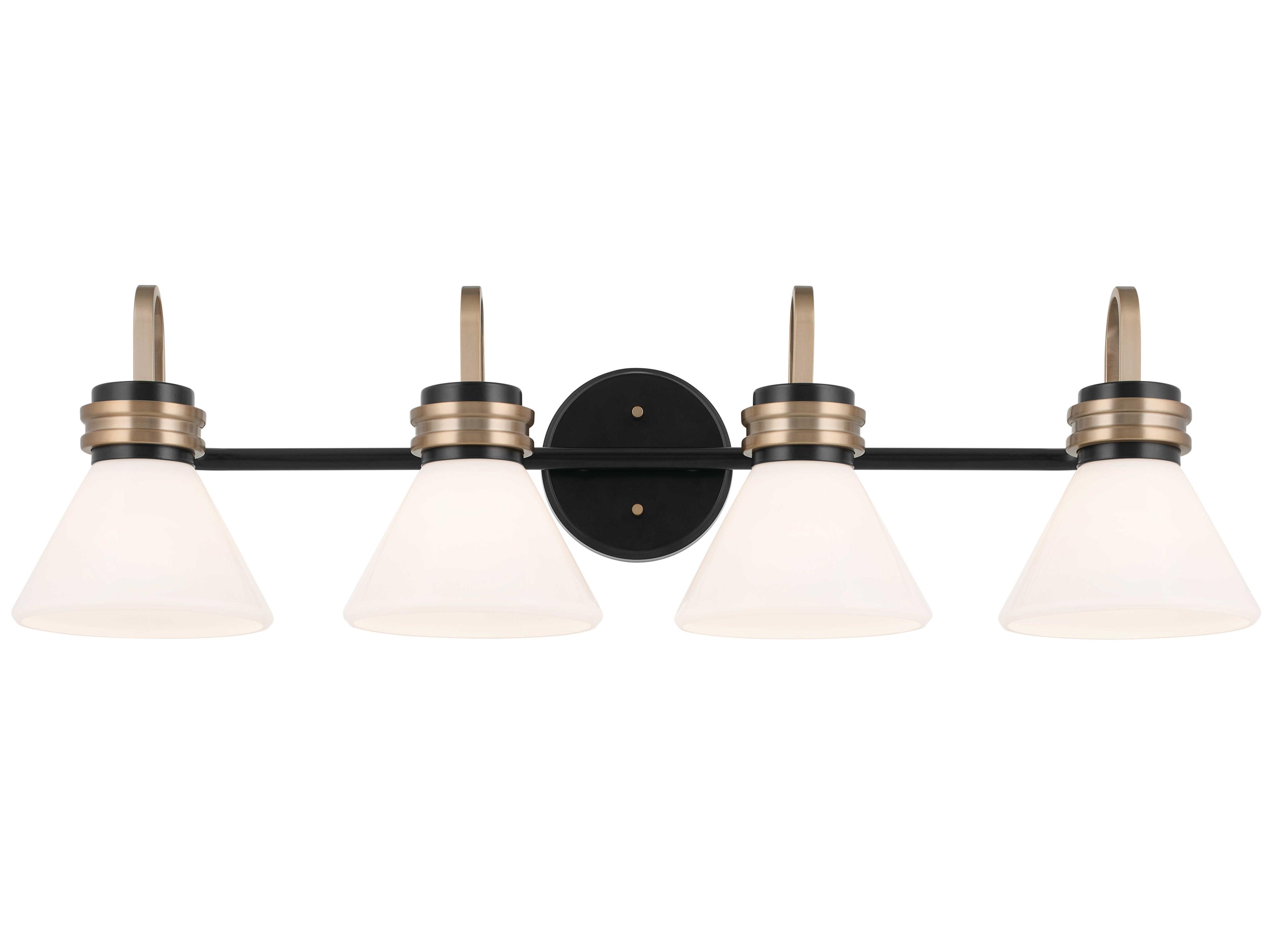Kichler Farum 4-Light Black Brass Glass Vanity Light