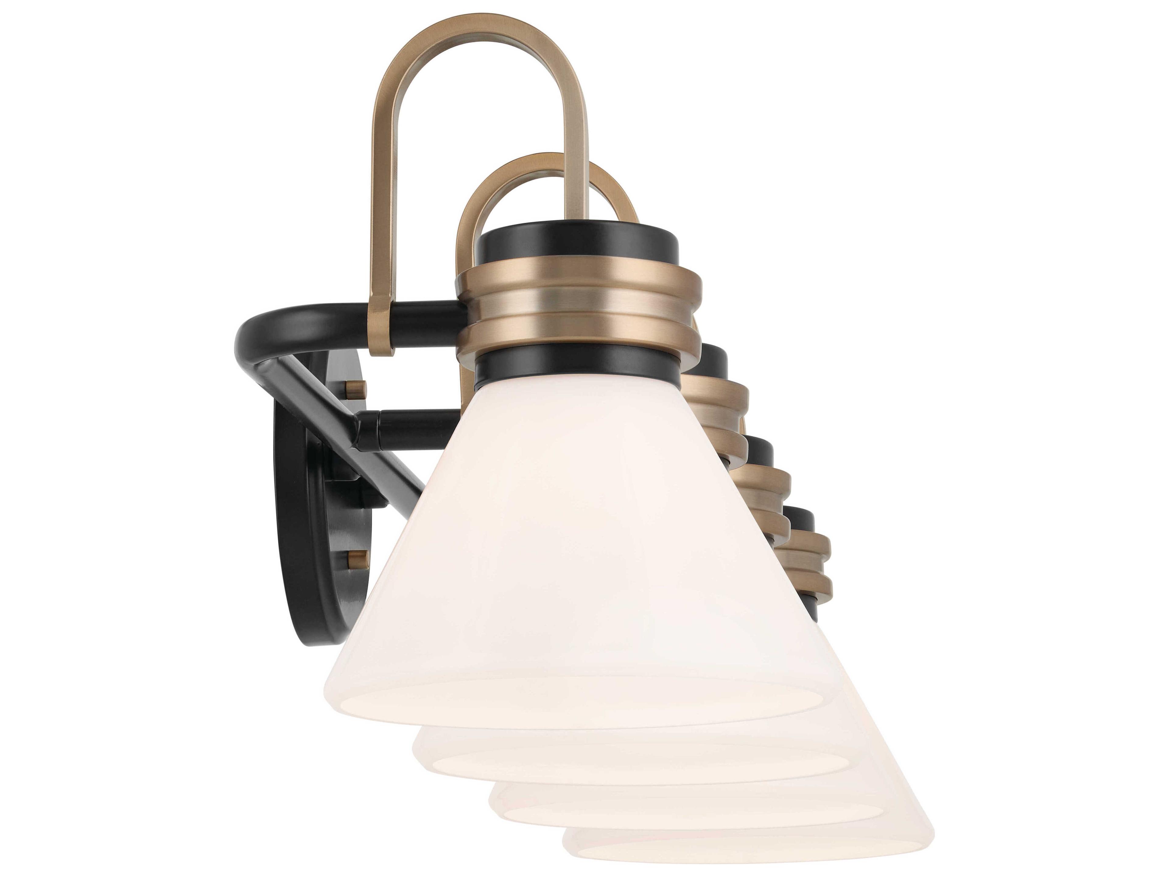 Kichler Farum 4-Light Black Brass Glass Vanity Light