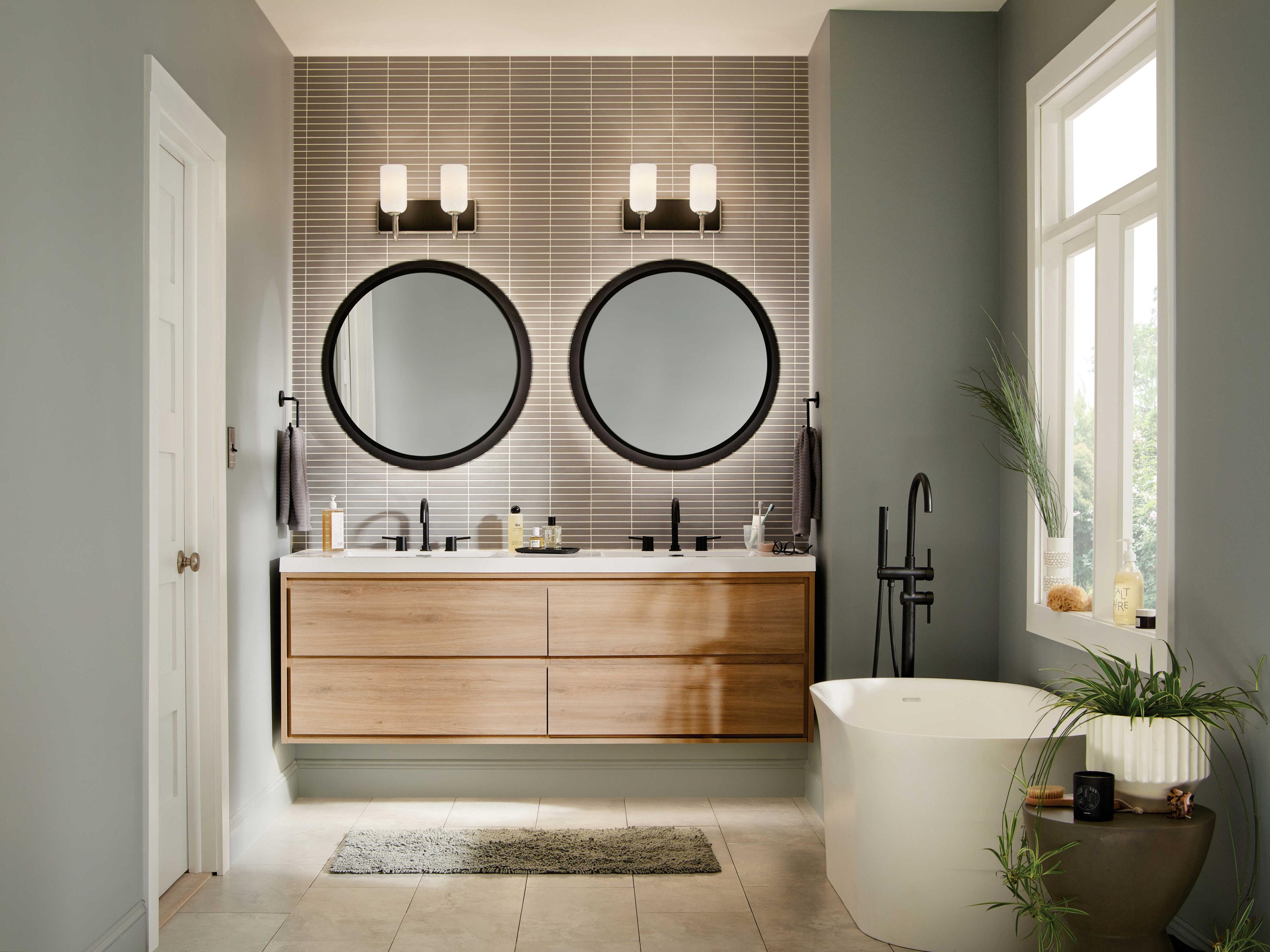 Kichler Solia 2-Light Brushed Nickel Glass Vanity Light