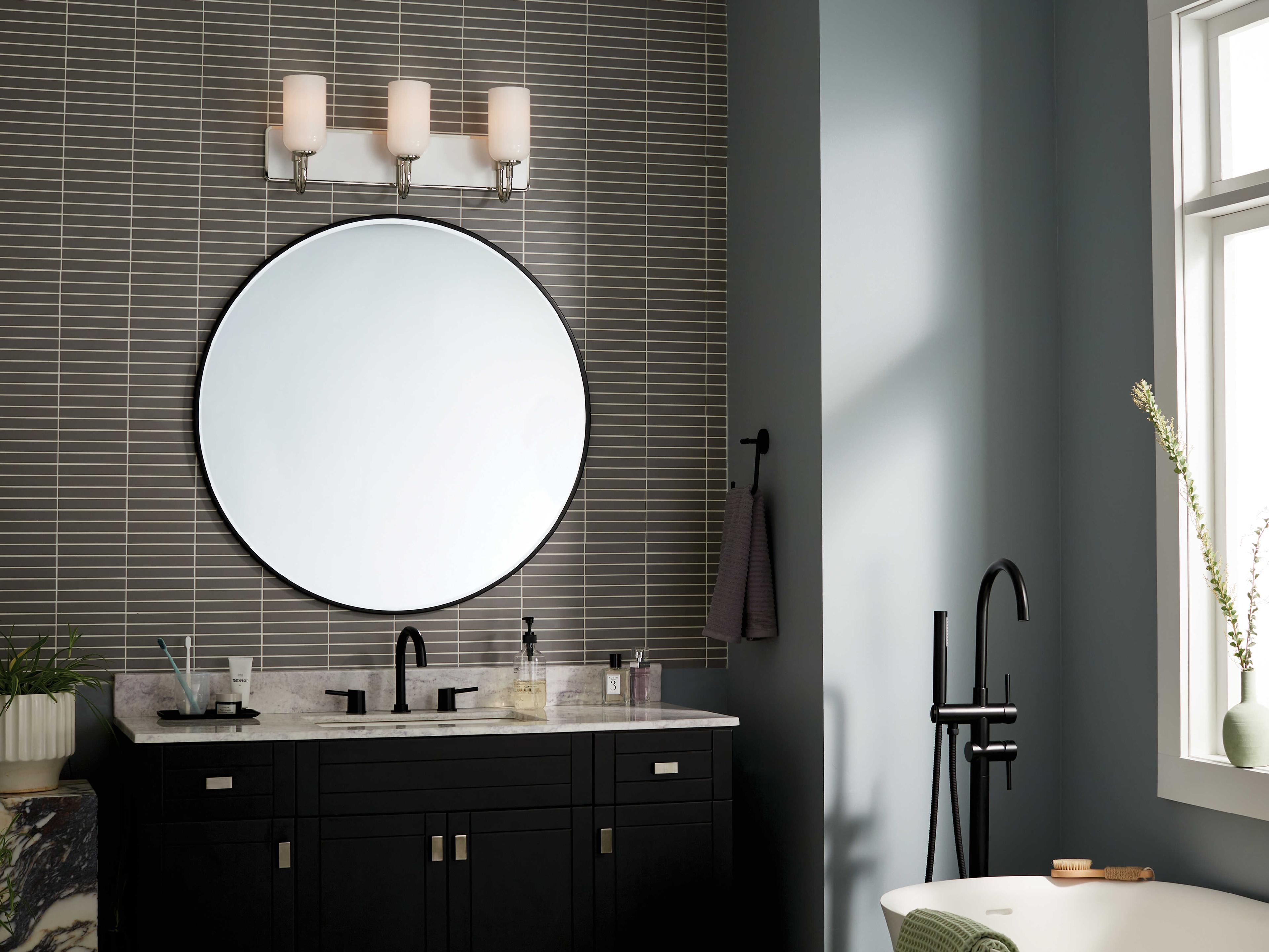 Kichler Solia 3-Light Polished Nickel Glass Vanity Light