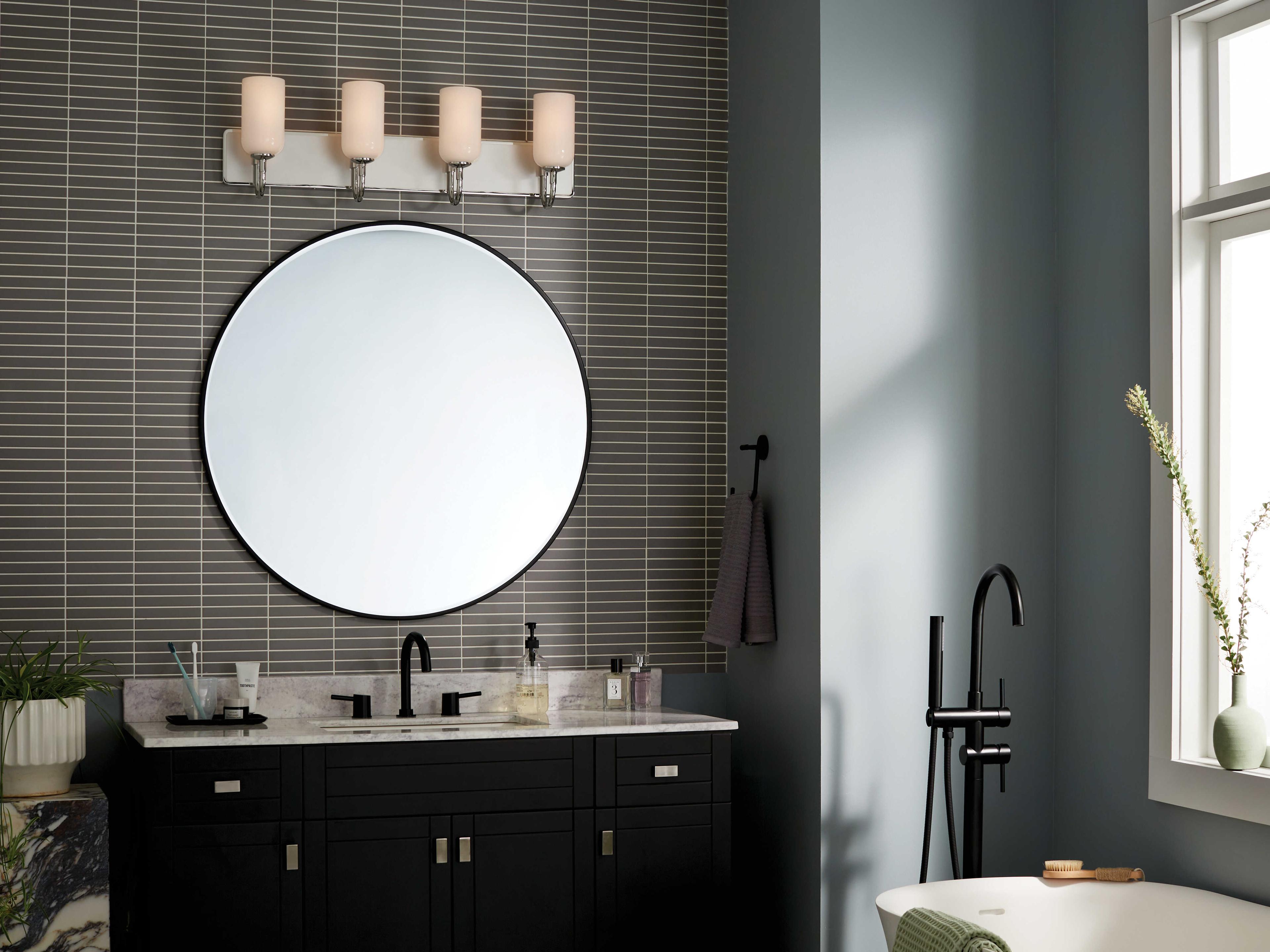 Kichler Solia 4-Light Polished Nickel Glass Vanity Light