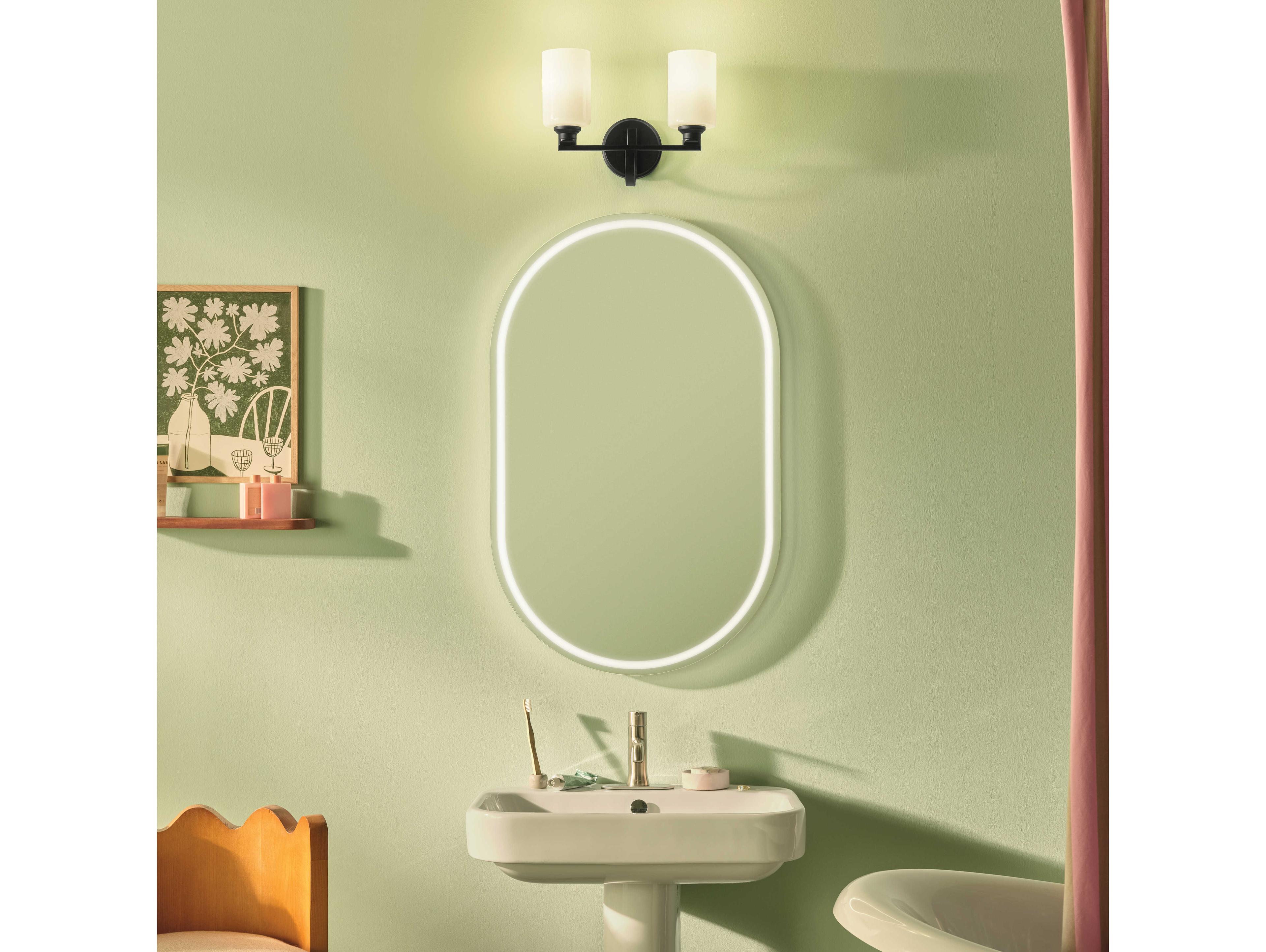 Kichler Gioe 2-Light Black Vanity Light
