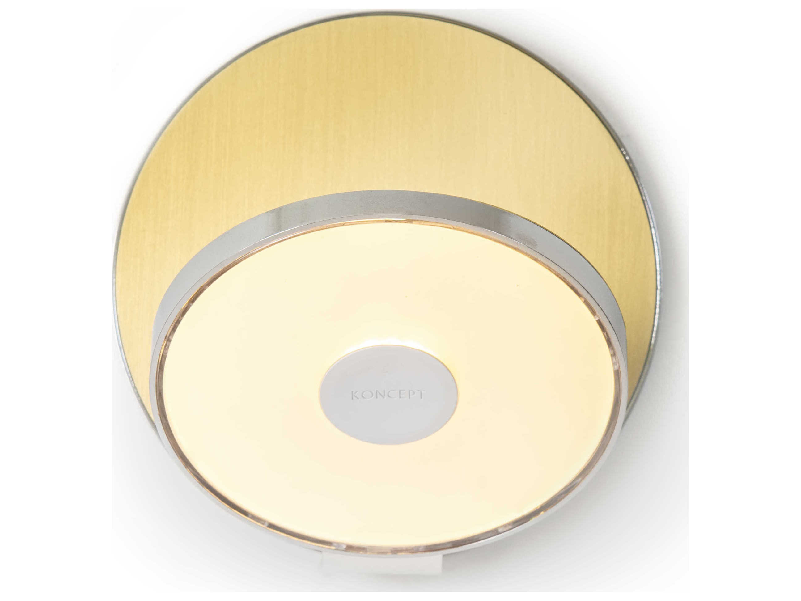 Koncept Gravy Chrome Body Brushed Brass Face Plates LED Wall Sconce