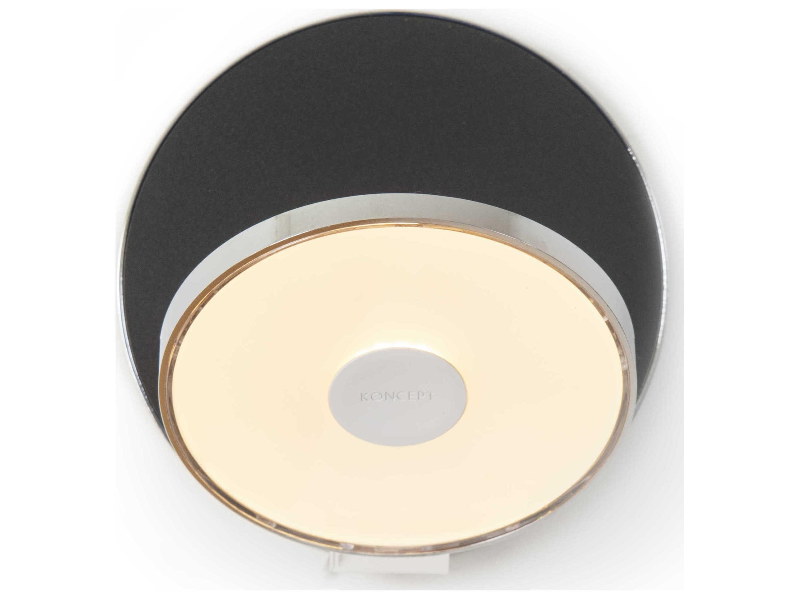 Koncept Gravy Chrome Body Metallic Black Face Plates LED Wall Sconce