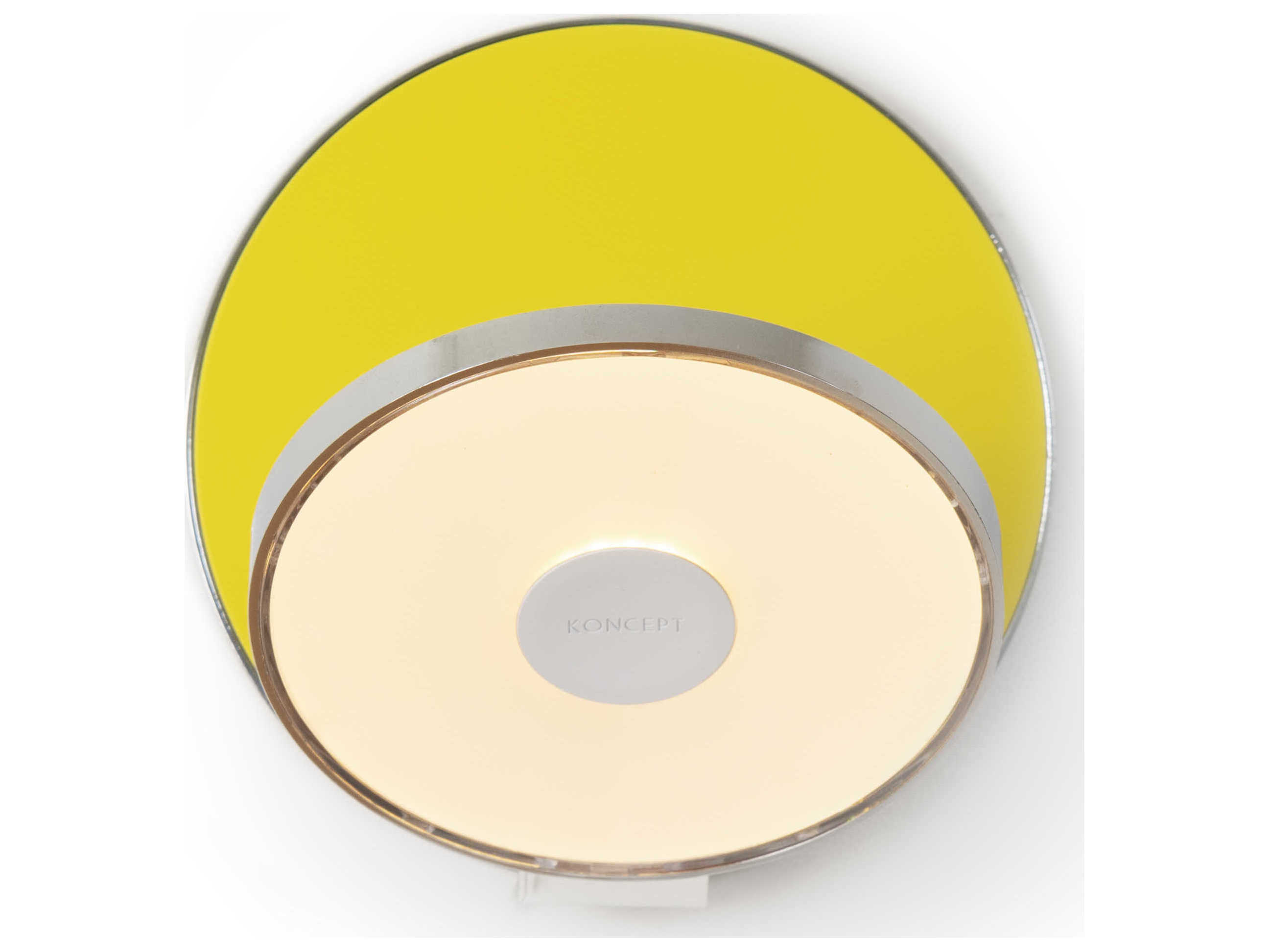 Koncept Gravy Chrome Body Matte Yellow Face Plates LED Wall Sconce