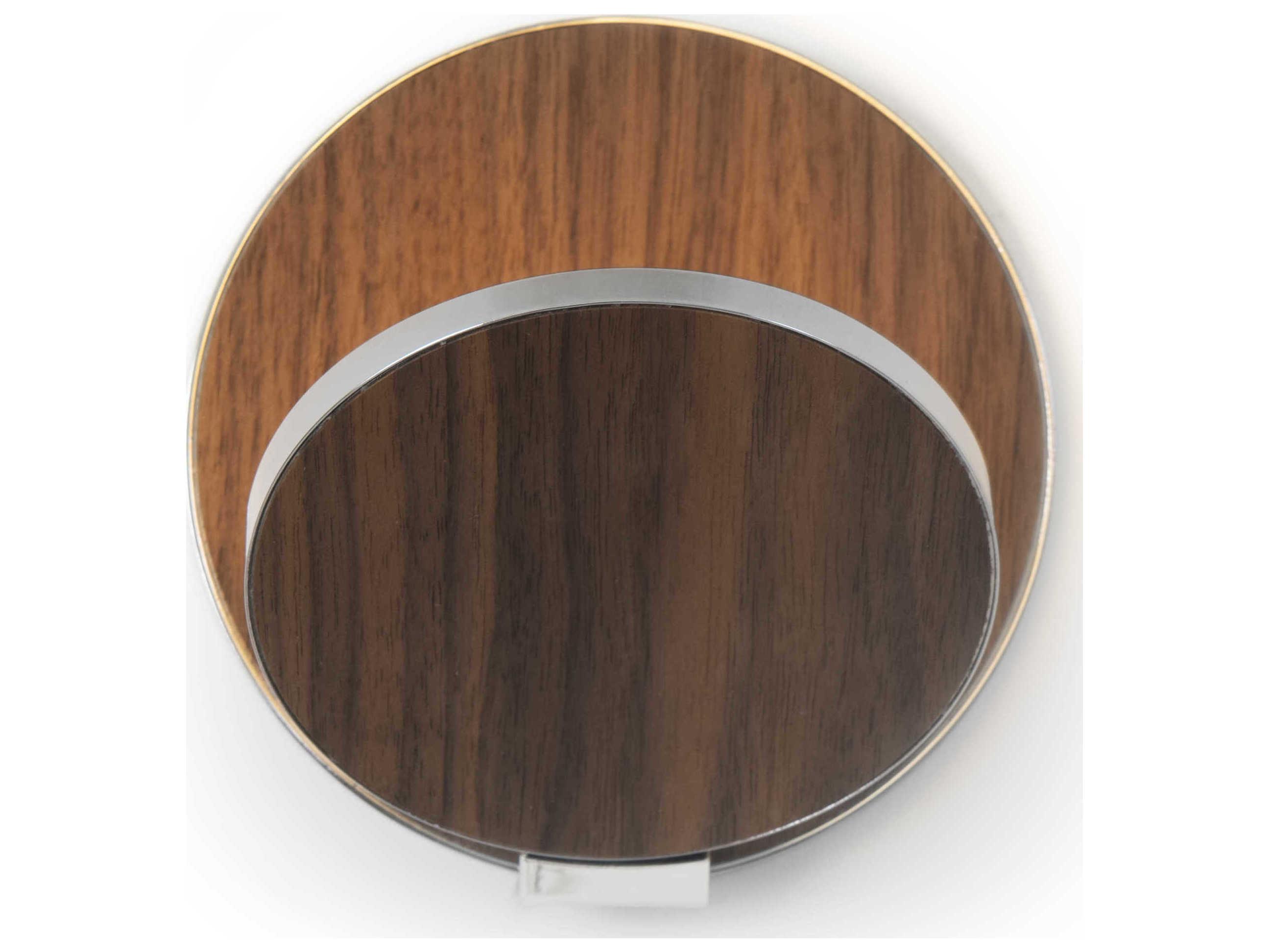 Koncept Gravy Chrome Body Oiled Walnut Face Plates Wood Wall Sconce