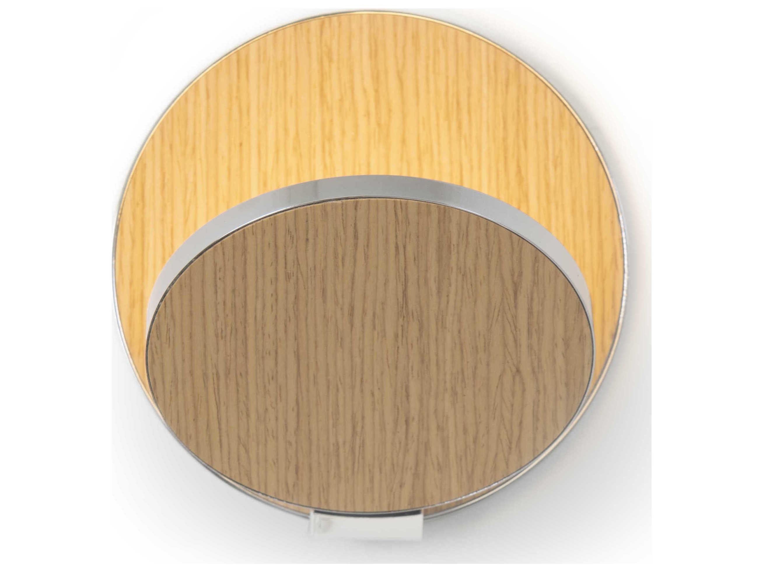 Koncept Gravy Chrome Body White Oak Face Plates Wood LED Wall Sconce