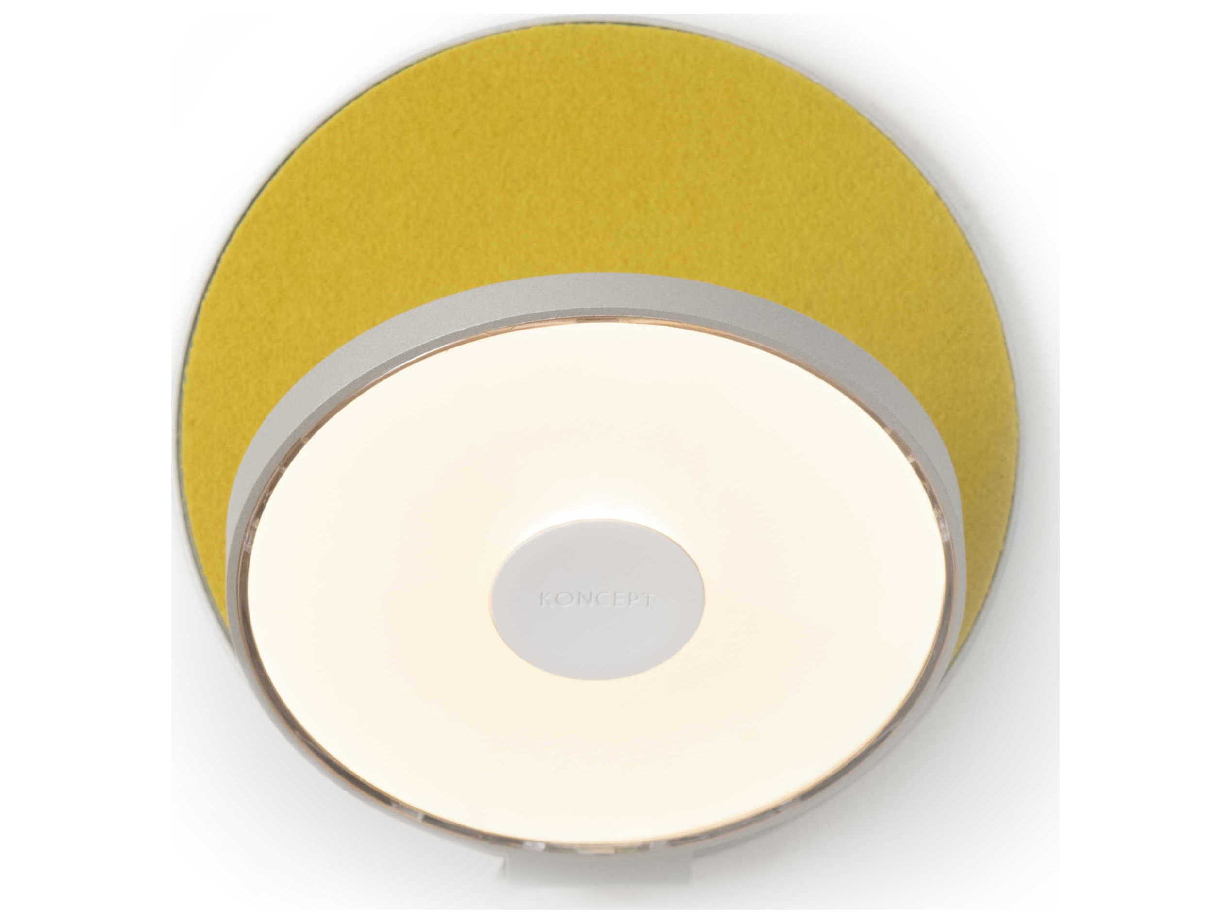Koncept Gravy Silver Body Honeydew Felt Face Plates Yellow LED Wall Sconce