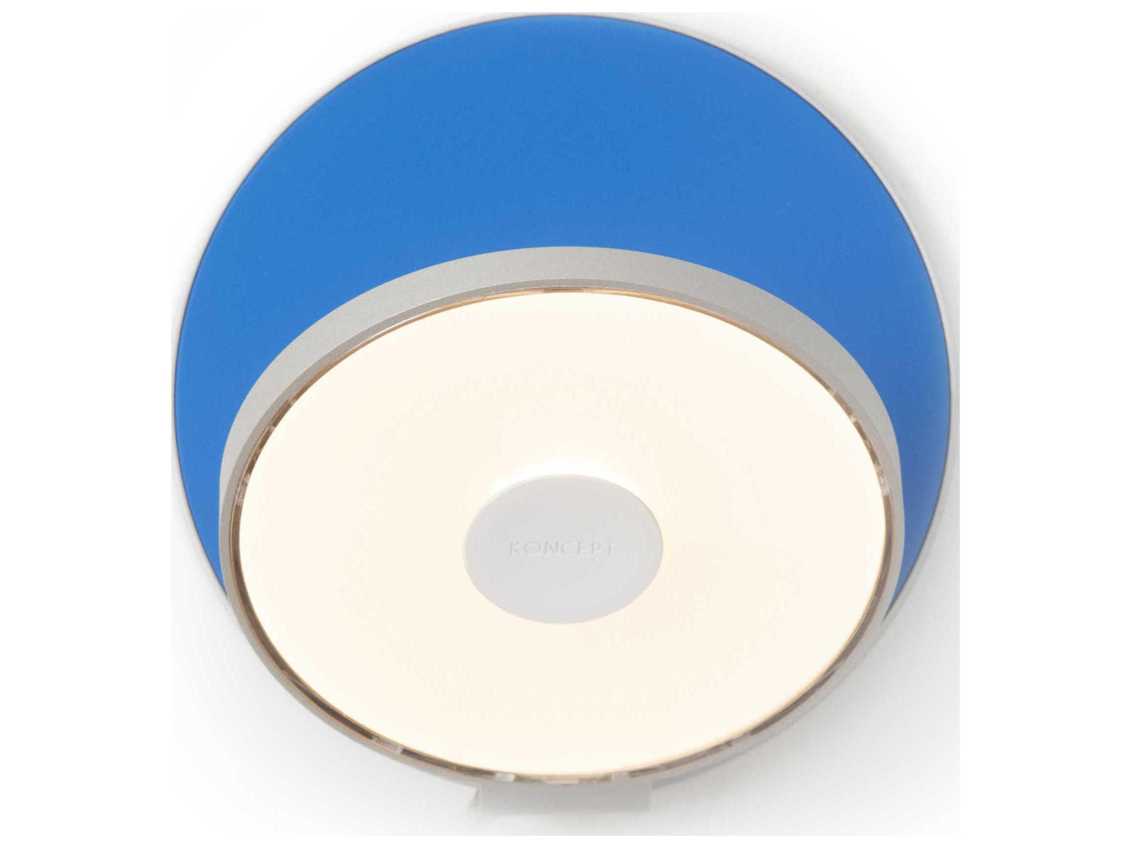 Koncept Gravy Silver Body Matte Blue Face Plates LED Wall Sconce