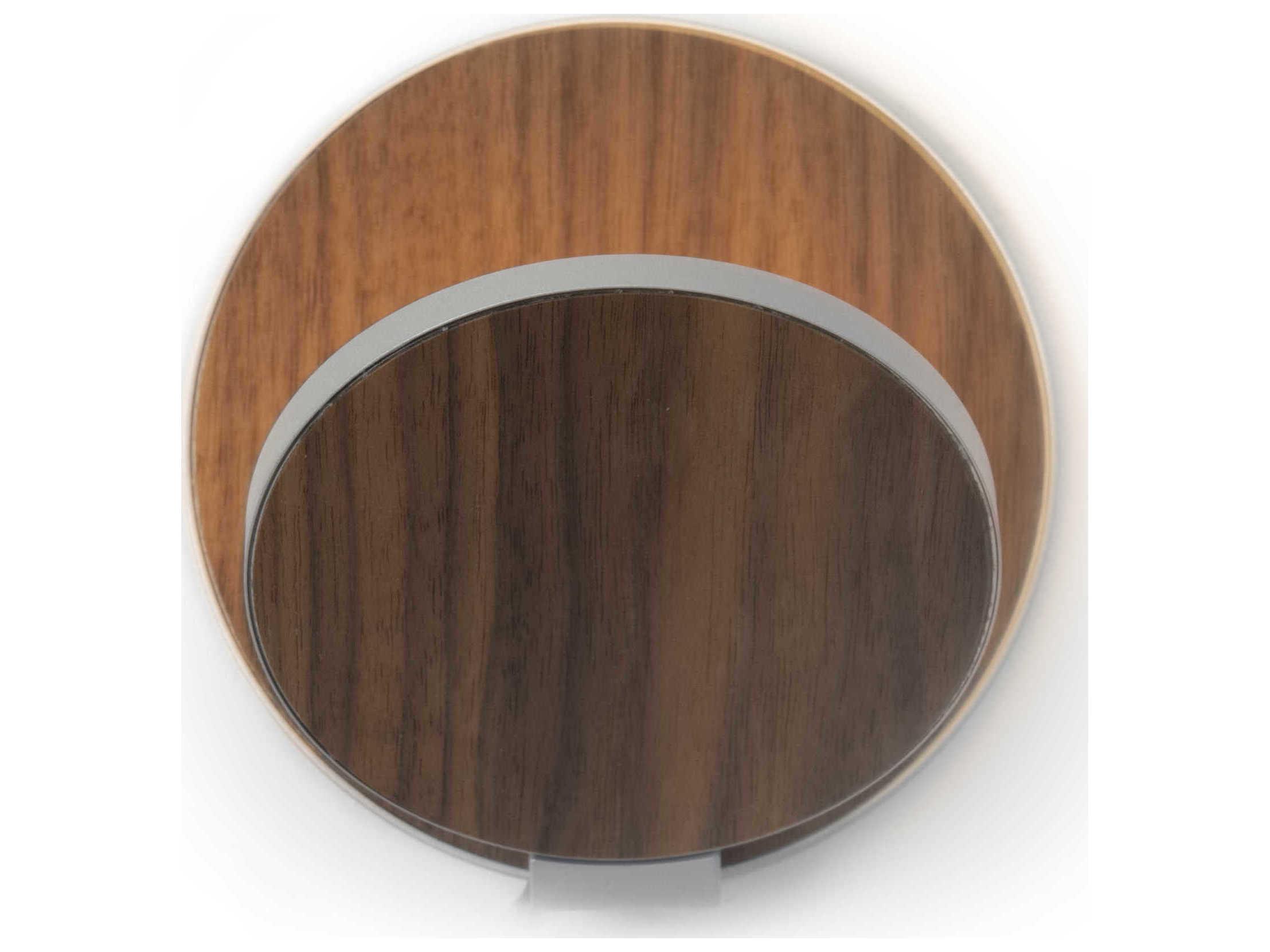 Koncept Gravy Silver Body Oiled Walnut Face Plates Wood Wall Sconce