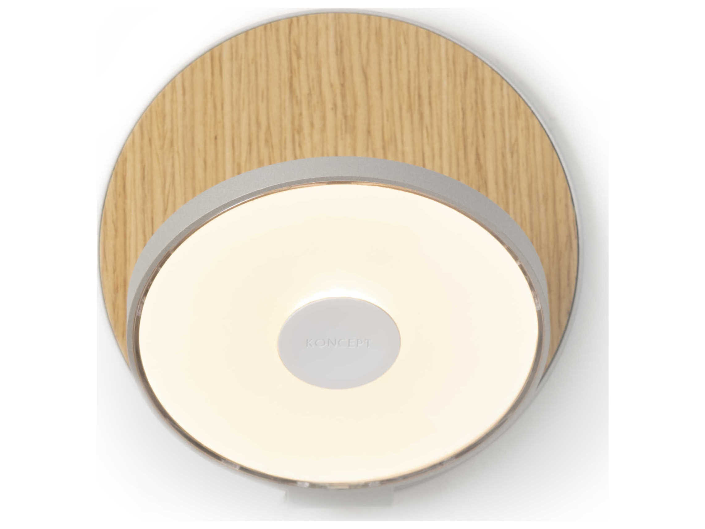 Koncept Gravy Silver Body White Oak Face Plates Wood LED Wall Sconce